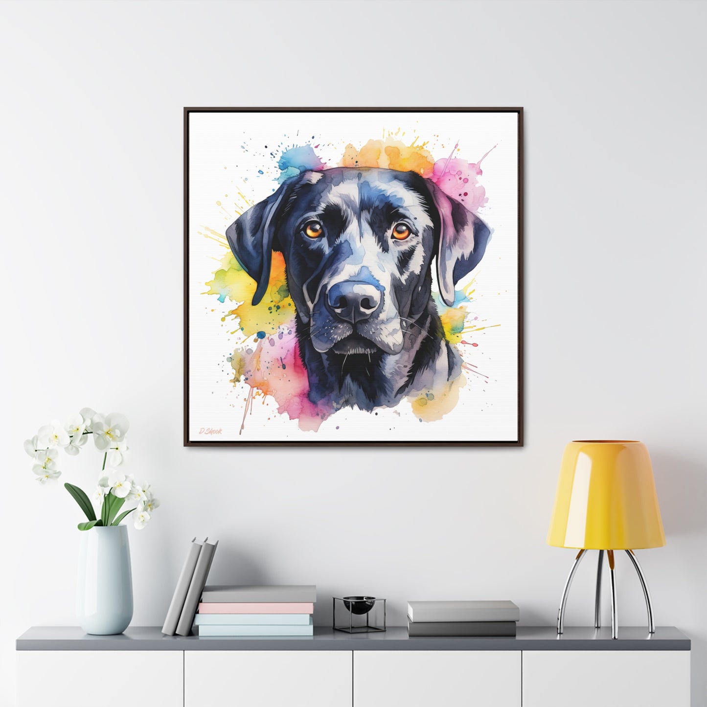 Black Lab 4 Gallery Canvas Wraps, Square Frame