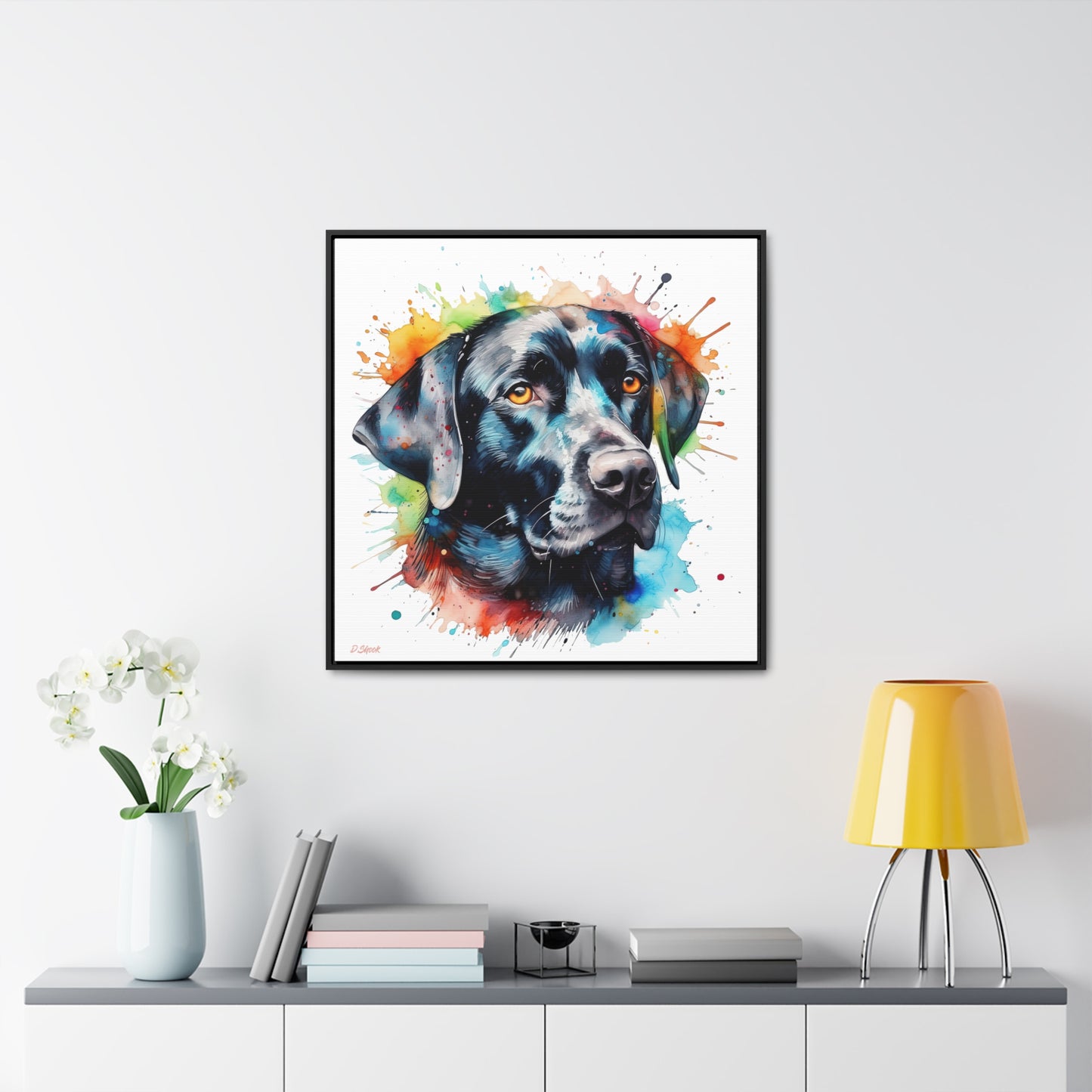 Black Lab 5 Gallery Canvas Wraps, Square Frame