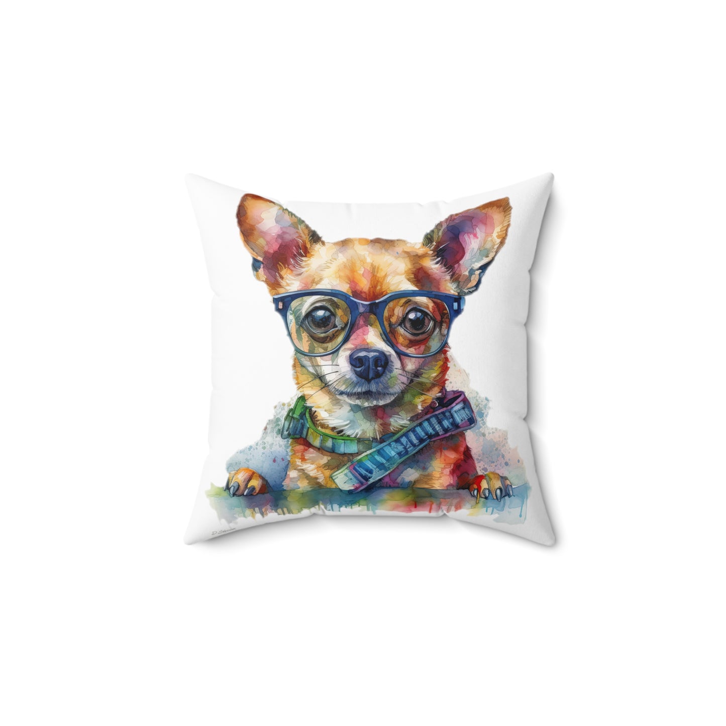 Chihuahua 4 Spun Polyester Square Pillow
