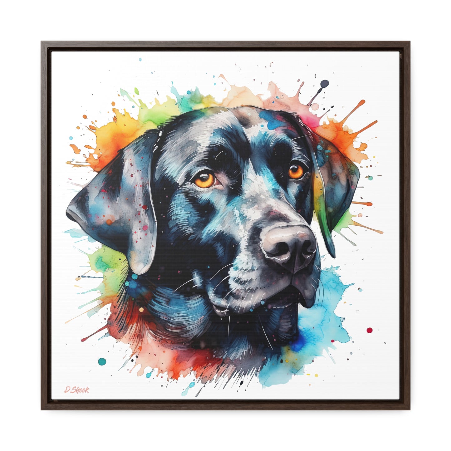 Black Lab 5 Gallery Canvas Wraps, Square Frame