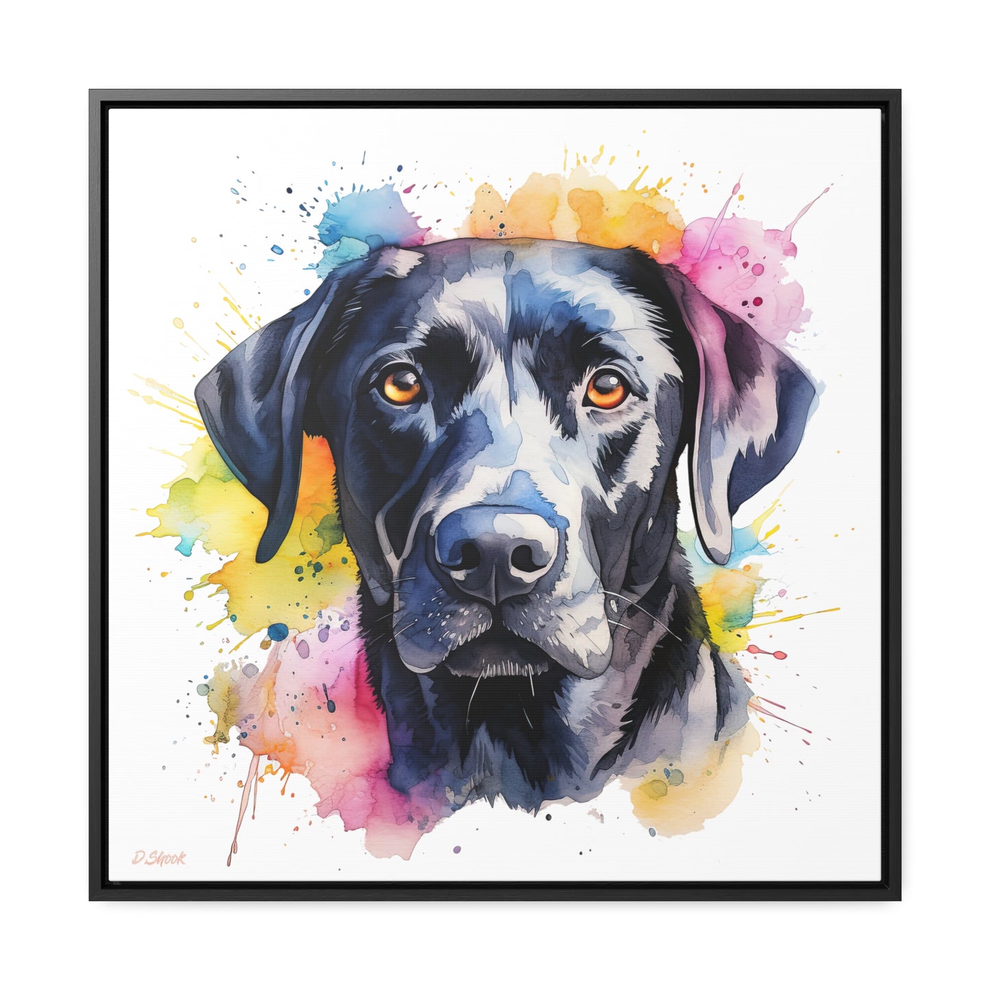 Black Lab 4 Gallery Canvas Wraps, Square Frame