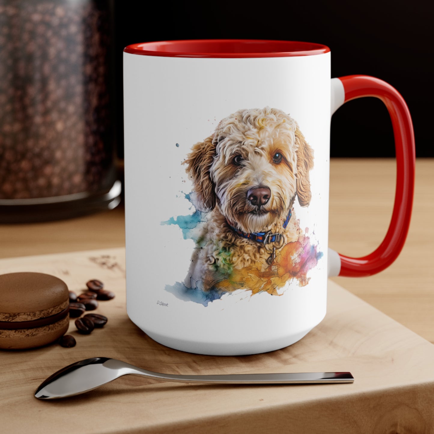 Mini Golden Doodle 3 Accent Mugs