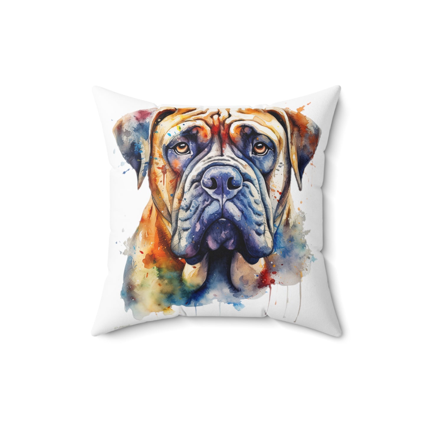 Bullmastiff 3 Spun Polyester Square Pillow