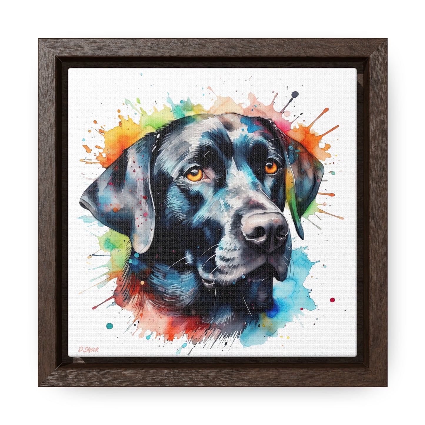 Black Lab 5 Gallery Canvas Wraps, Square Frame