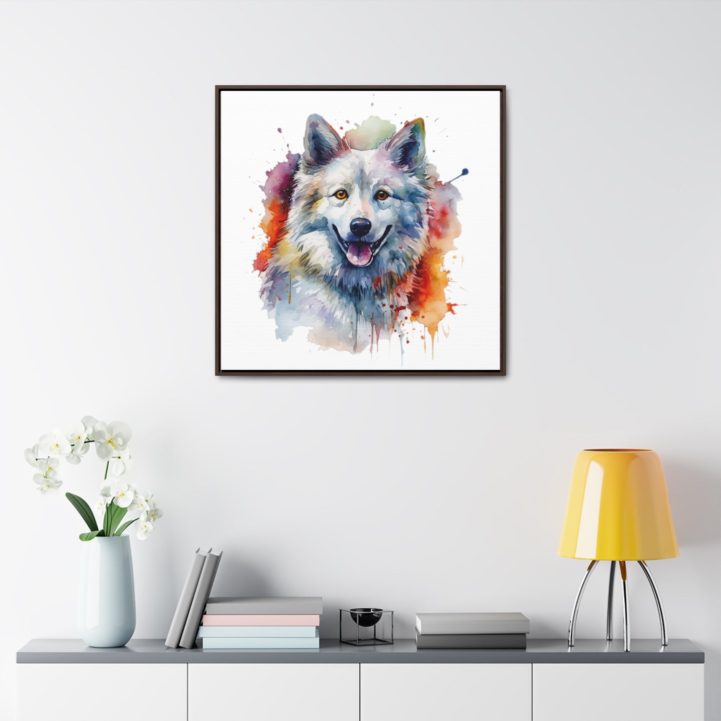 American Eskimo Dog 3 Gallery Canvas Wraps, Square Frame