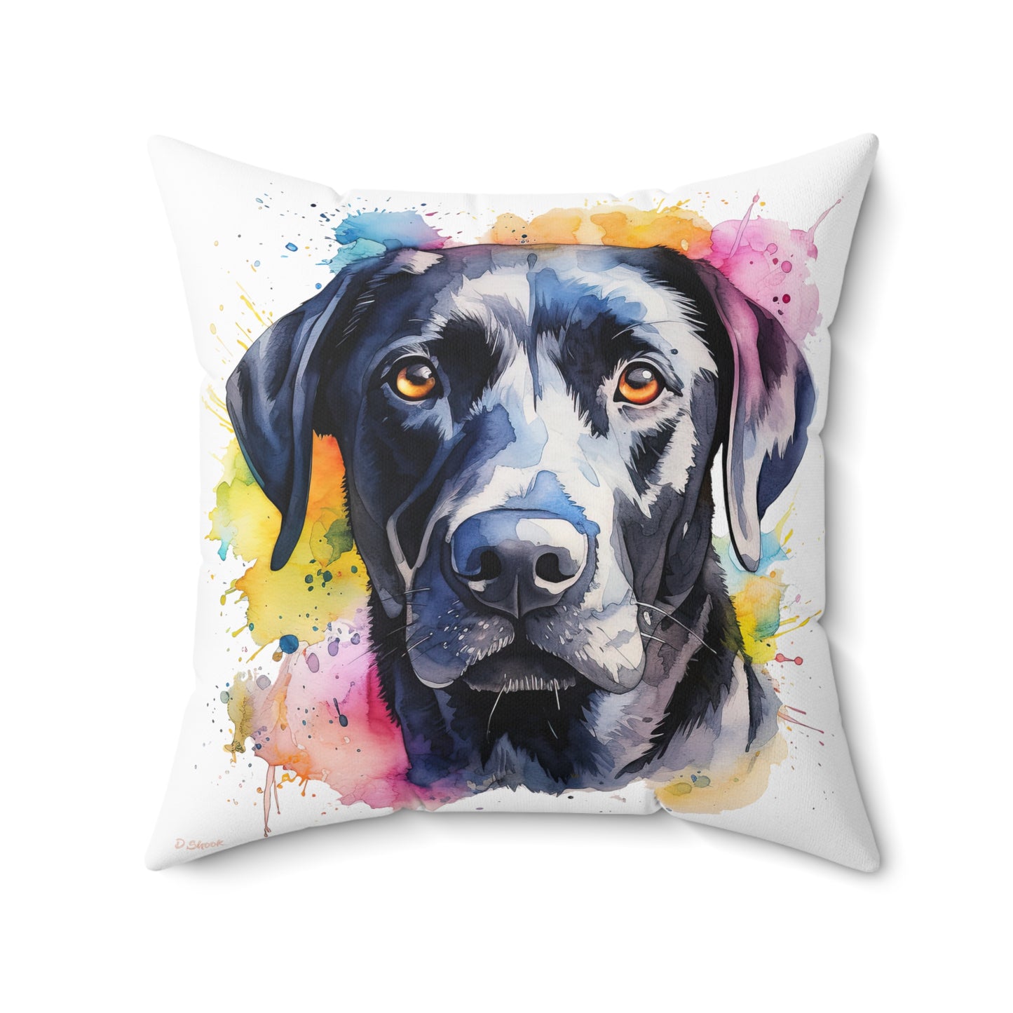 Black Lab 4 Spun Polyester Square Pillow