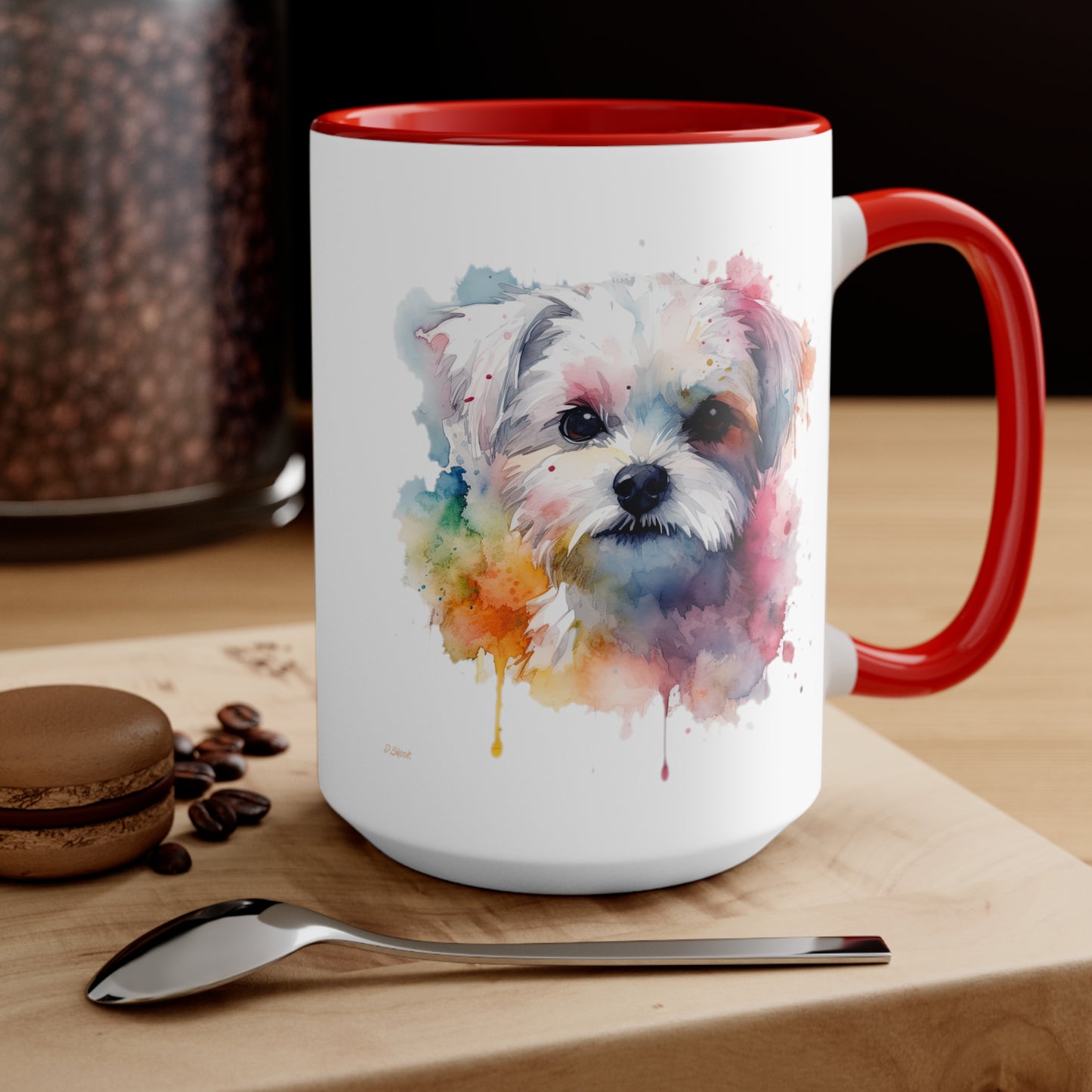 Maltese Dog 1 Accent Mugs
