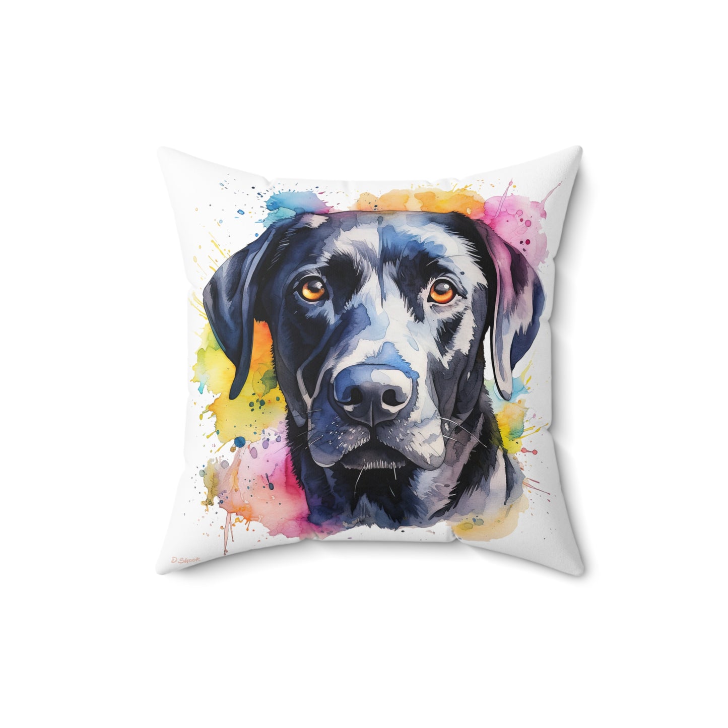 Black Lab 4 Spun Polyester Square Pillow