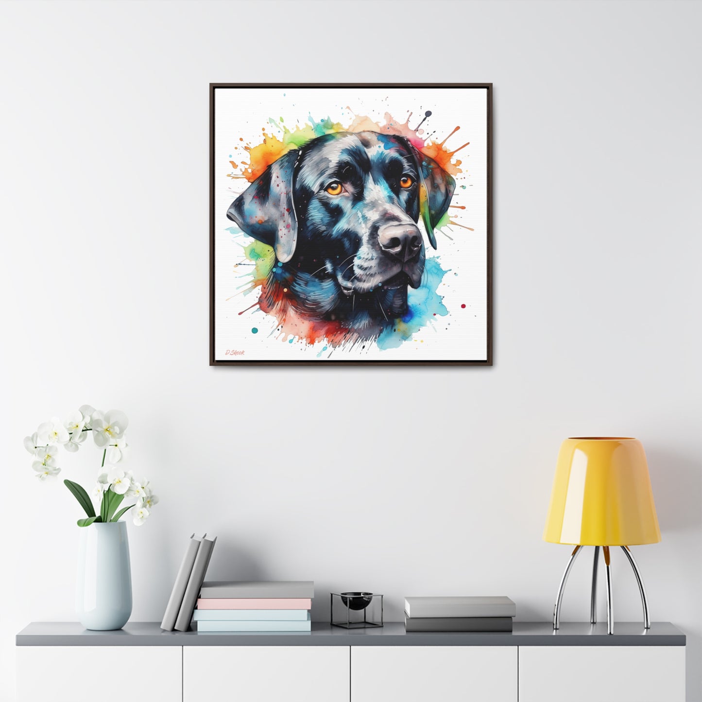 Black Lab 5 Gallery Canvas Wraps, Square Frame
