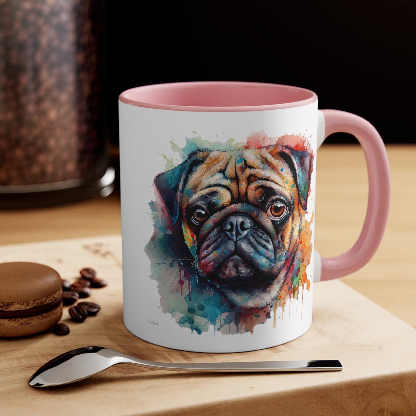 Pug 4 Accent Mugs