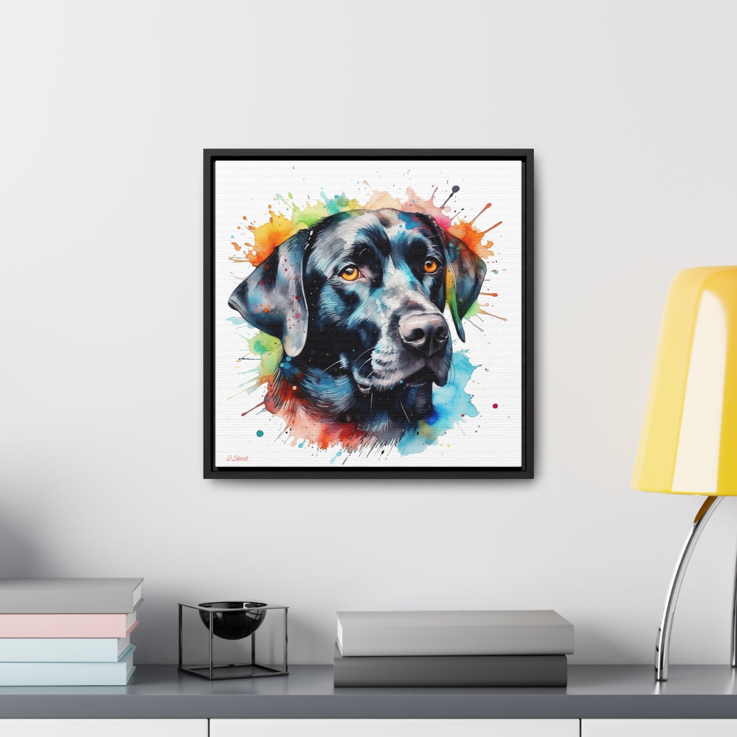 Black Lab 5 Gallery Canvas Wraps, Square Frame