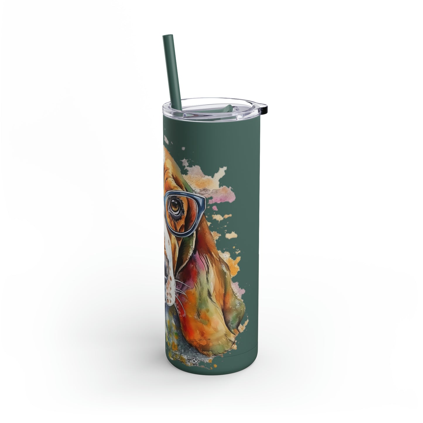 Basset Hound 5 Maars Maker Skinny Matte Tumbler, 20oz