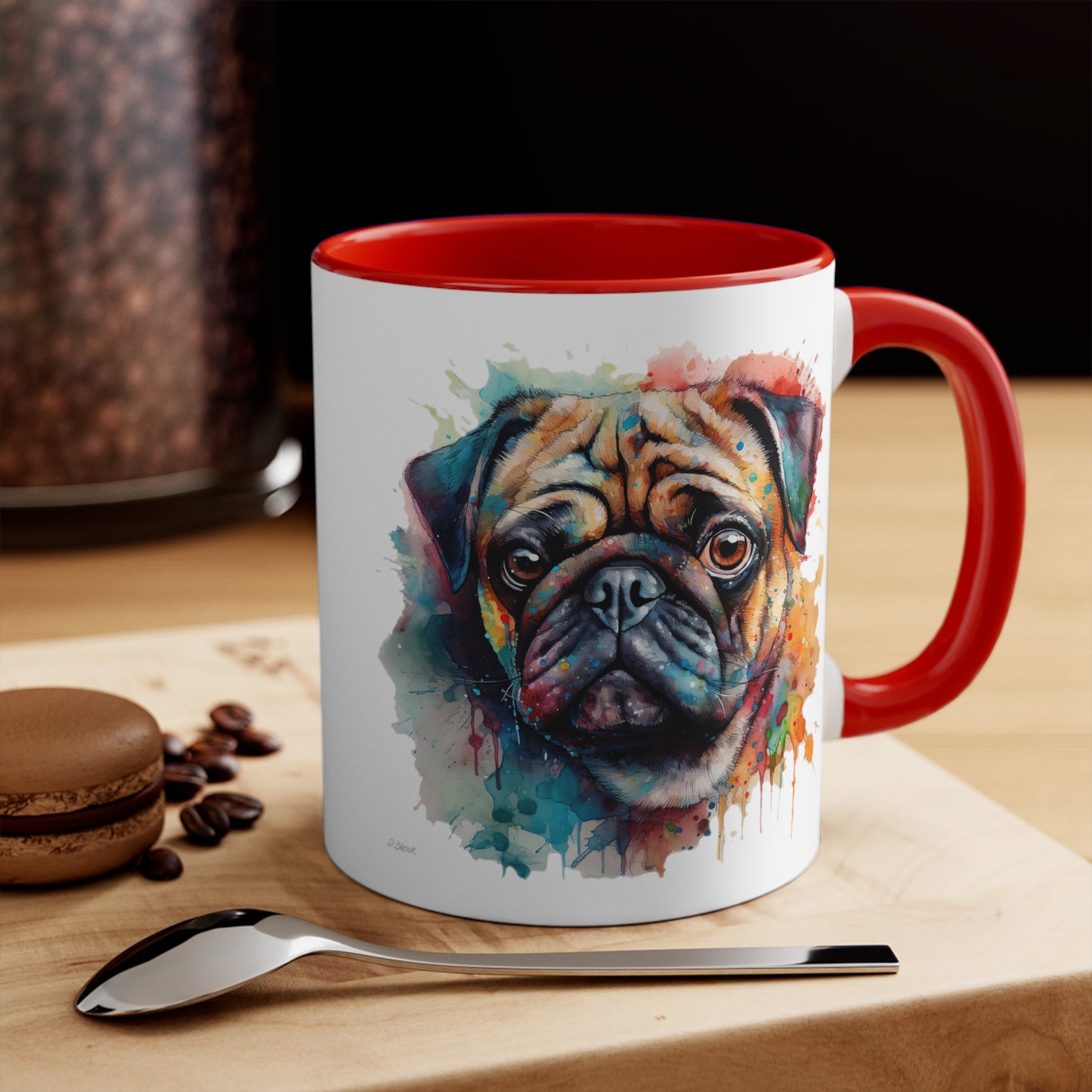 Pug 4 Accent Mugs