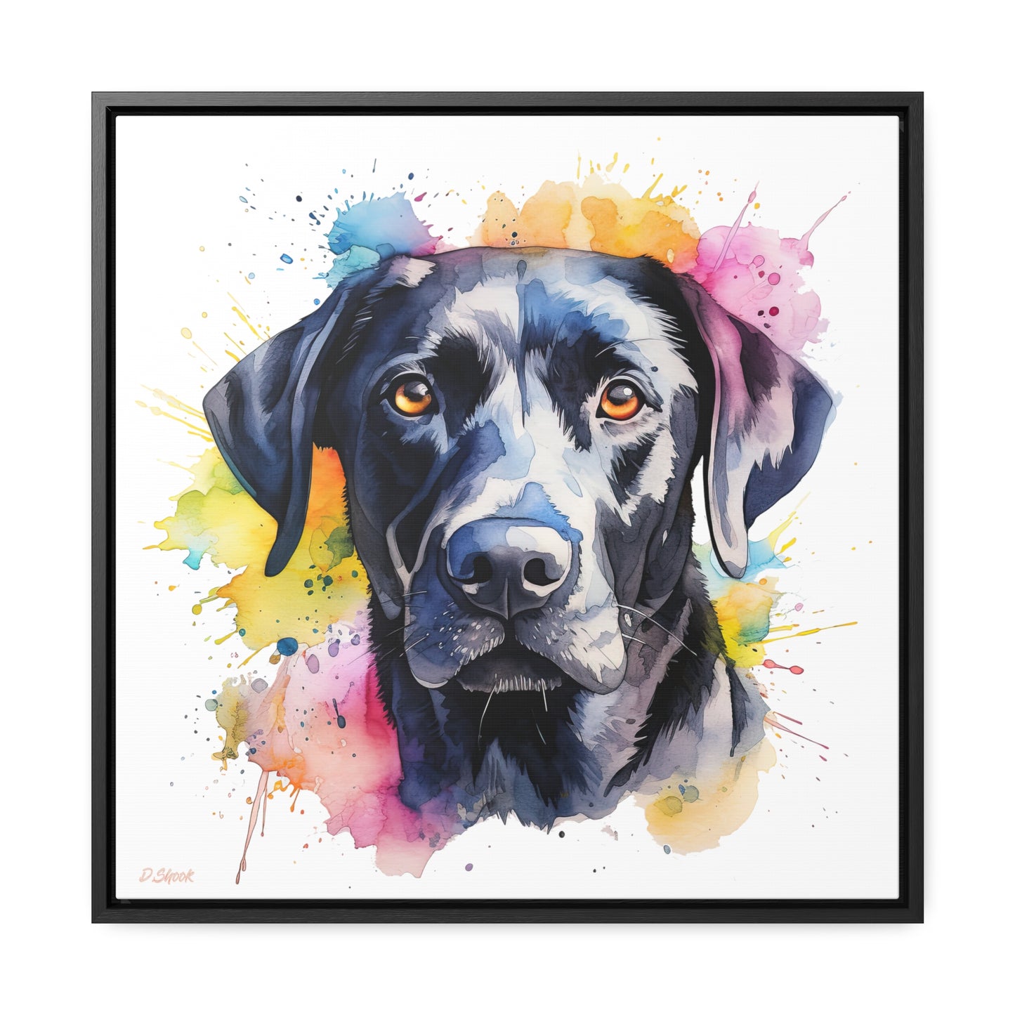 Black Lab 4 Gallery Canvas Wraps, Square Frame