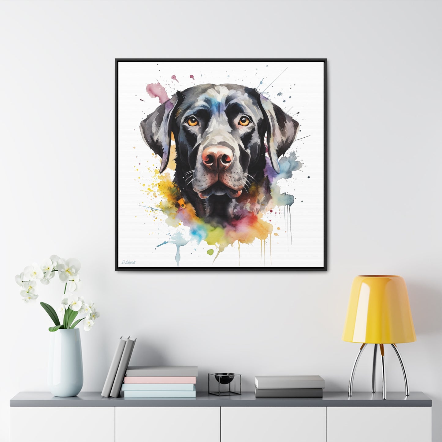Black Lab 6 Gallery Canvas Wraps, Square Frame