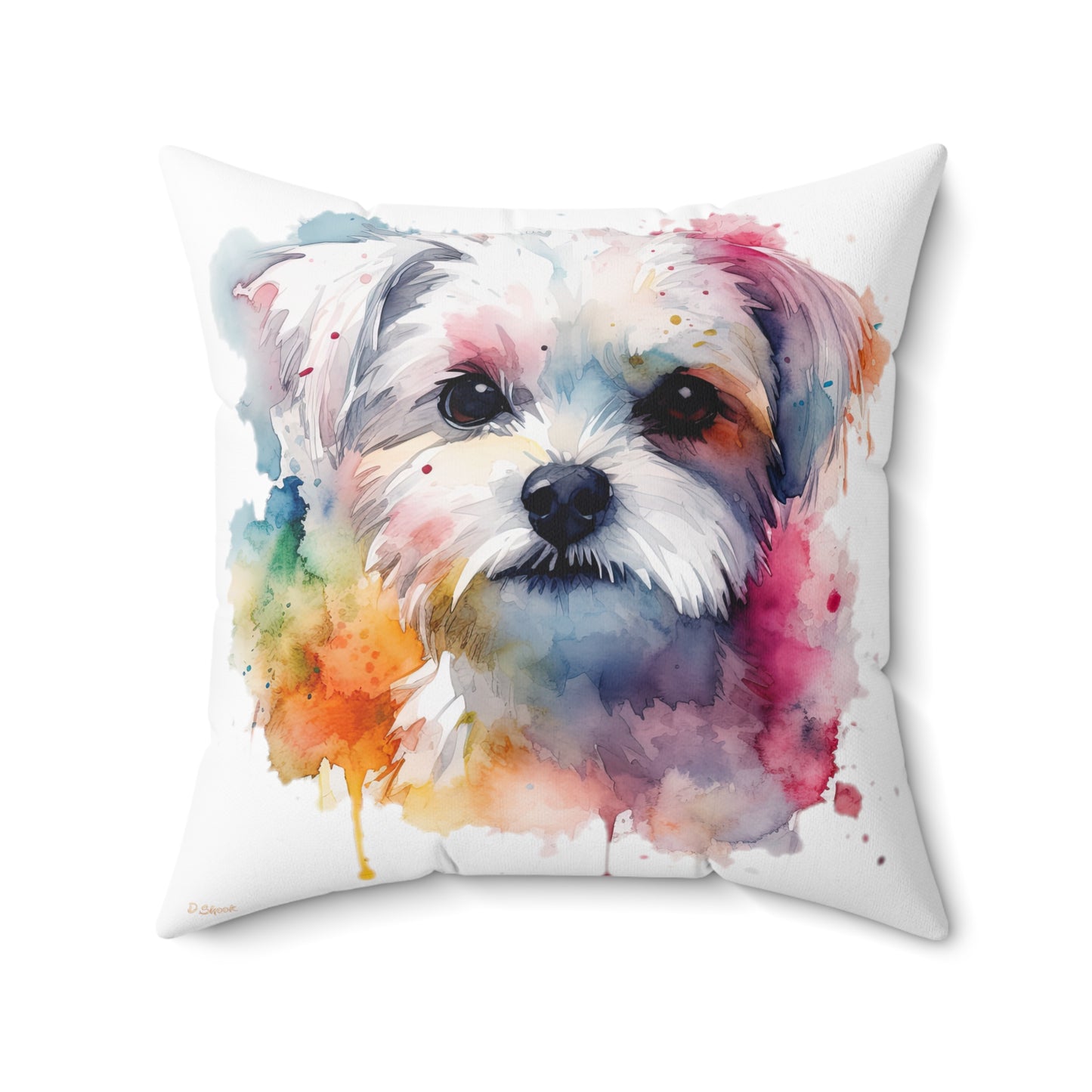 Maltese Dog 1 Spun Polyester Square Pillow