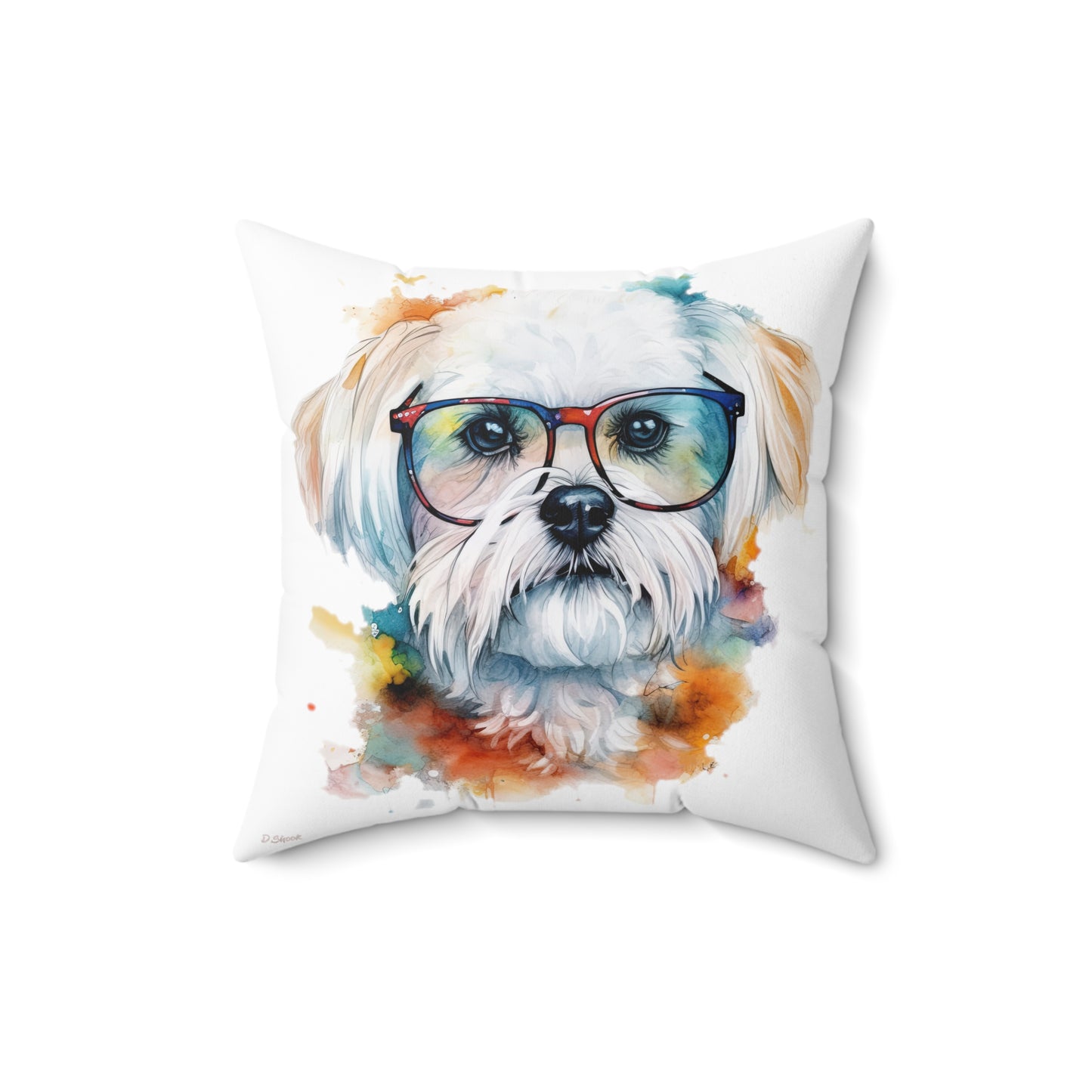 Maltese Dog 5 Spun Polyester Square Pillow