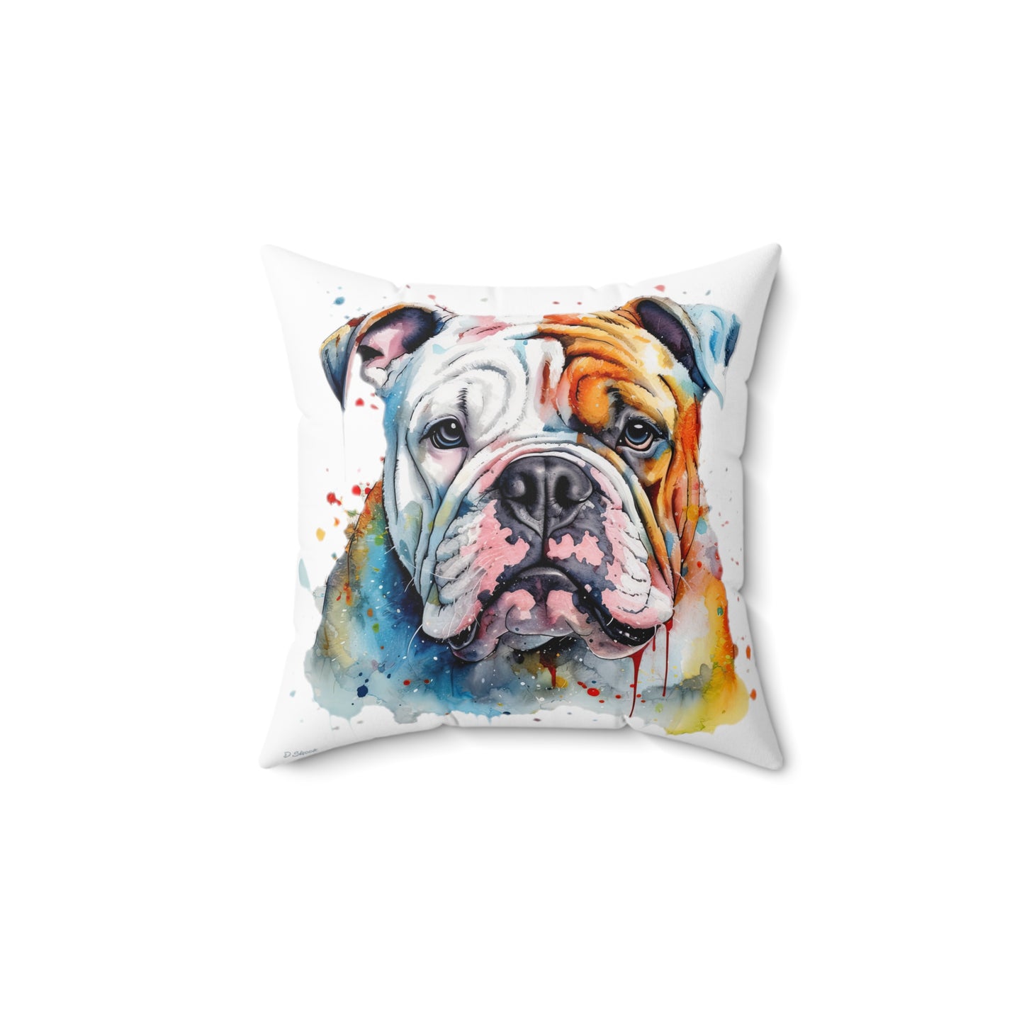 Bulldog 3 Spun Polyester Square Pillow