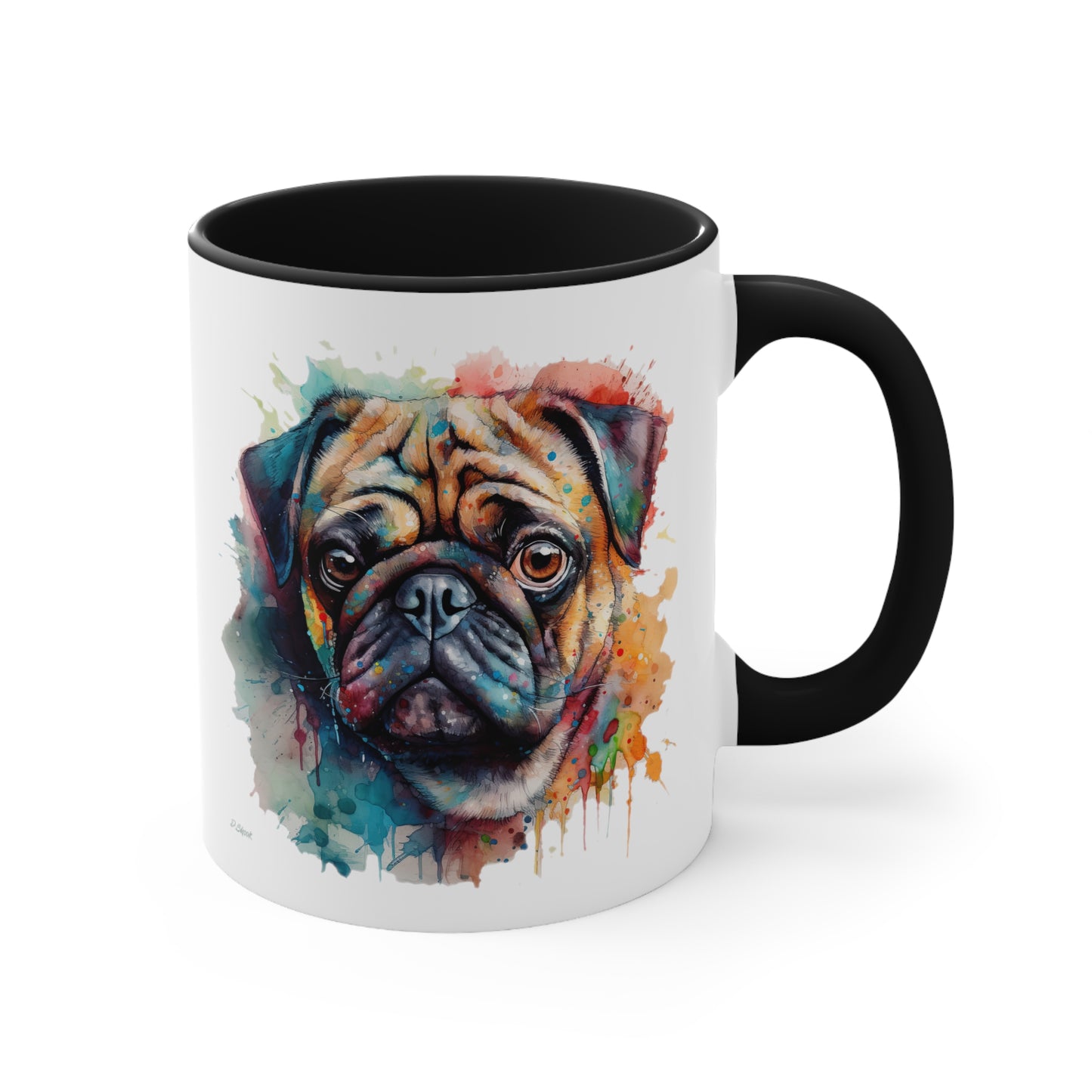 Pug 4 Accent Mugs