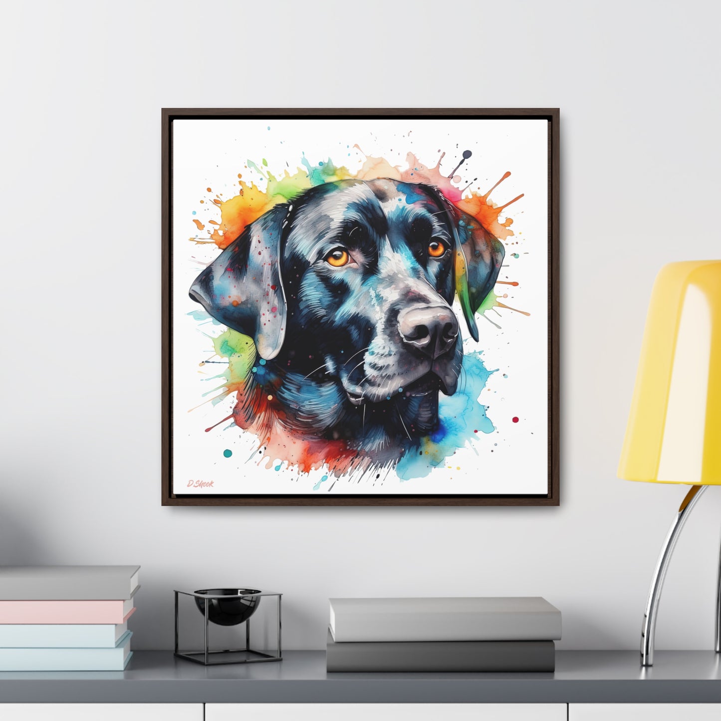 Black Lab 5 Gallery Canvas Wraps, Square Frame
