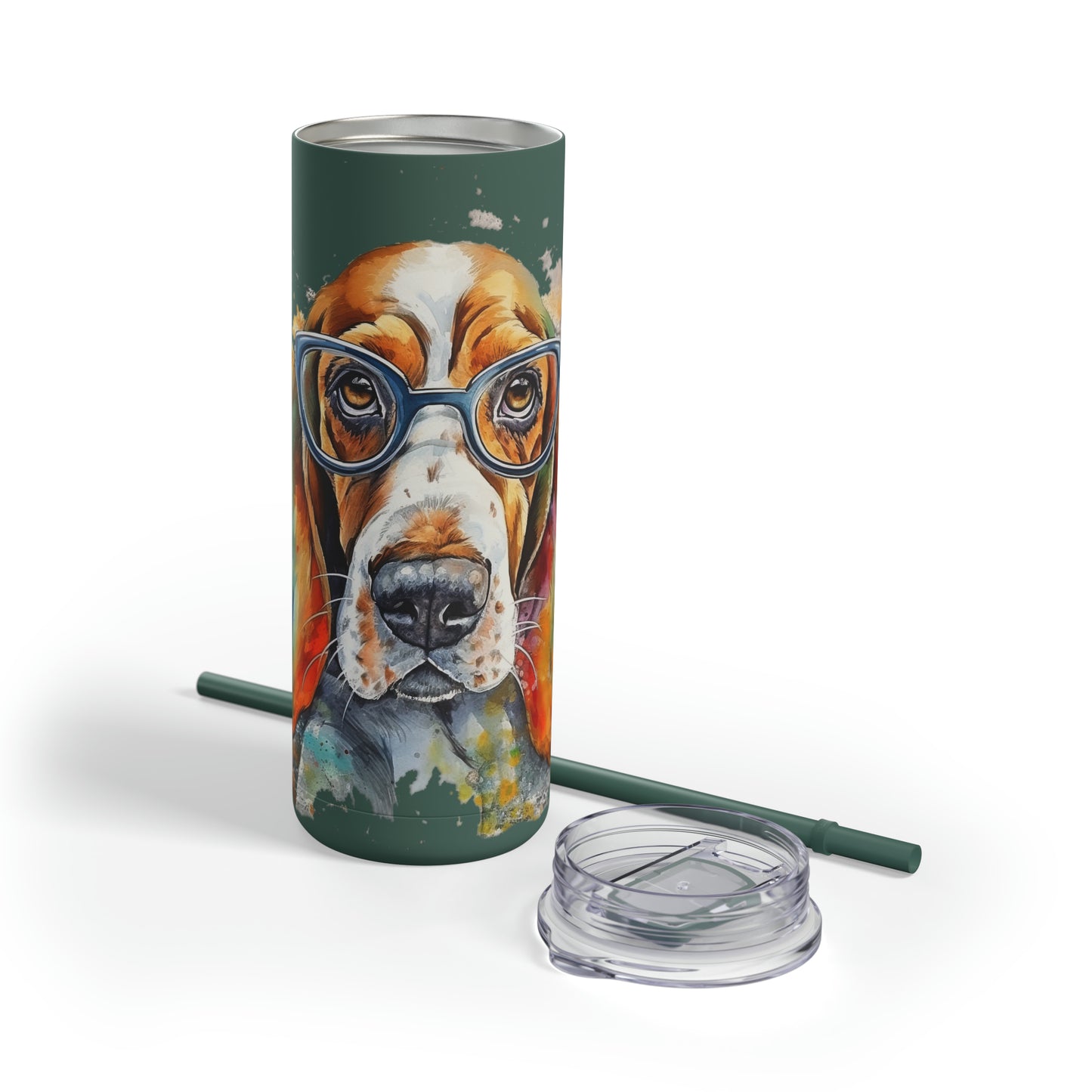Basset Hound 5 Maars Maker Skinny Matte Tumbler, 20oz