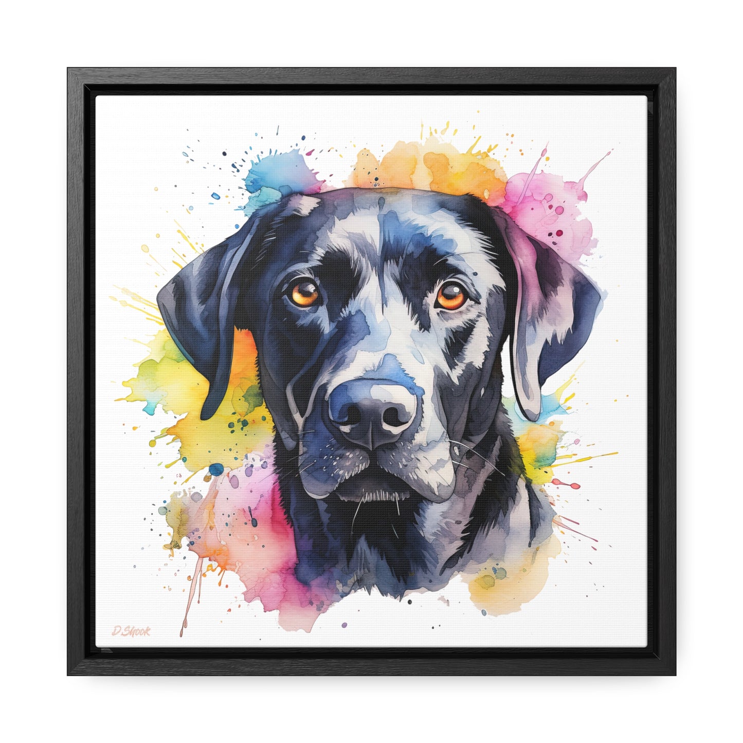 Black Lab 4 Gallery Canvas Wraps, Square Frame