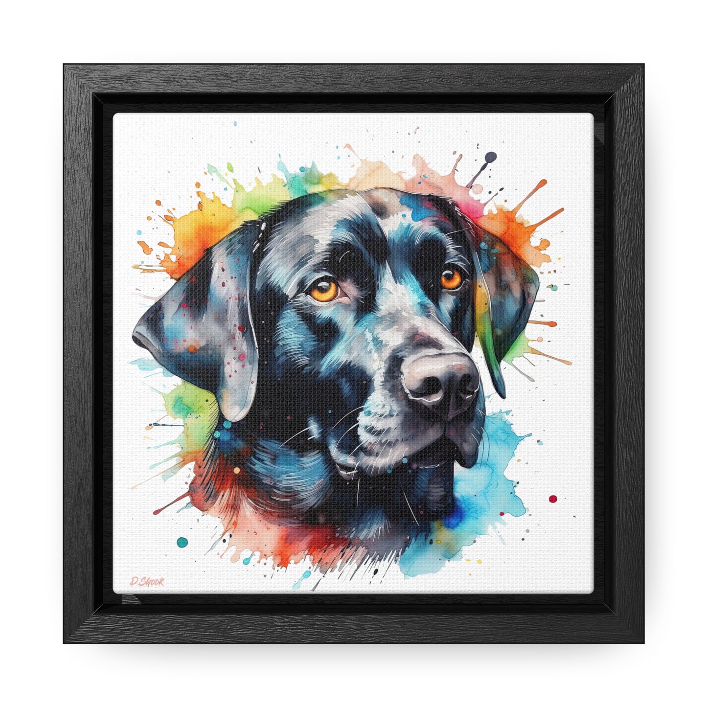 Black Lab 5 Gallery Canvas Wraps, Square Frame
