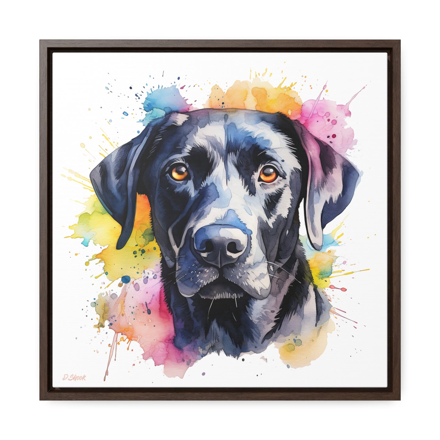 Black Lab 4 Gallery Canvas Wraps, Square Frame