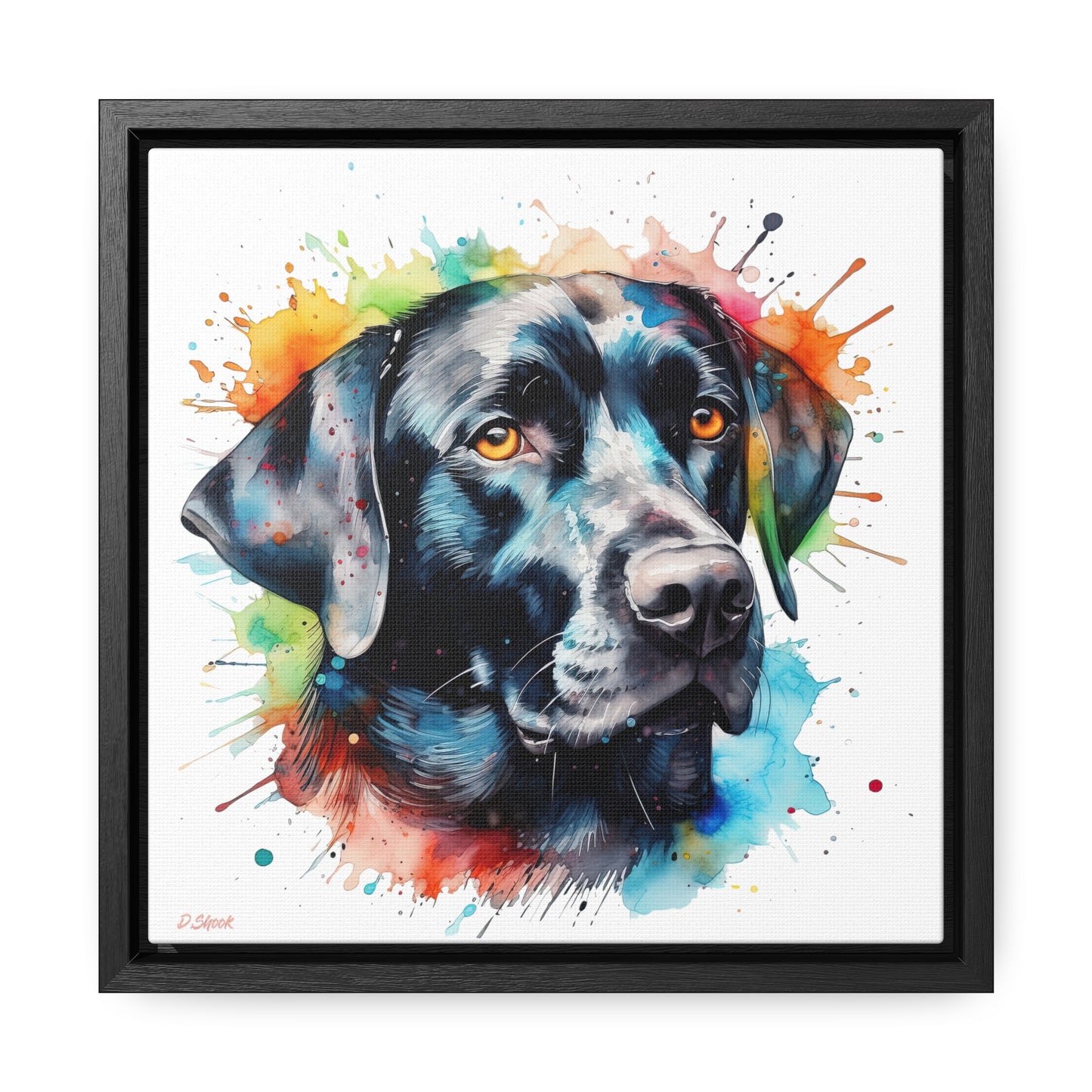 Black Lab 5 Gallery Canvas Wraps, Square Frame