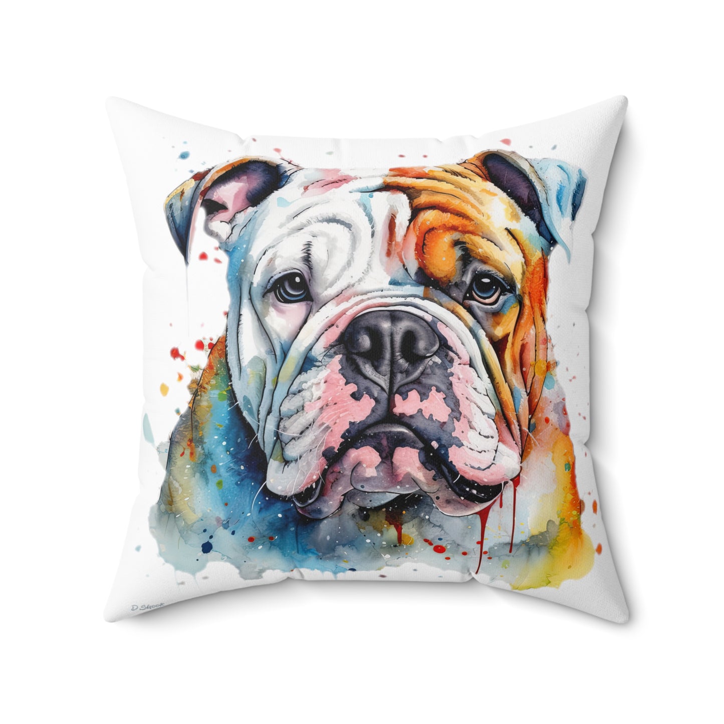 Bulldog 3 Spun Polyester Square Pillow