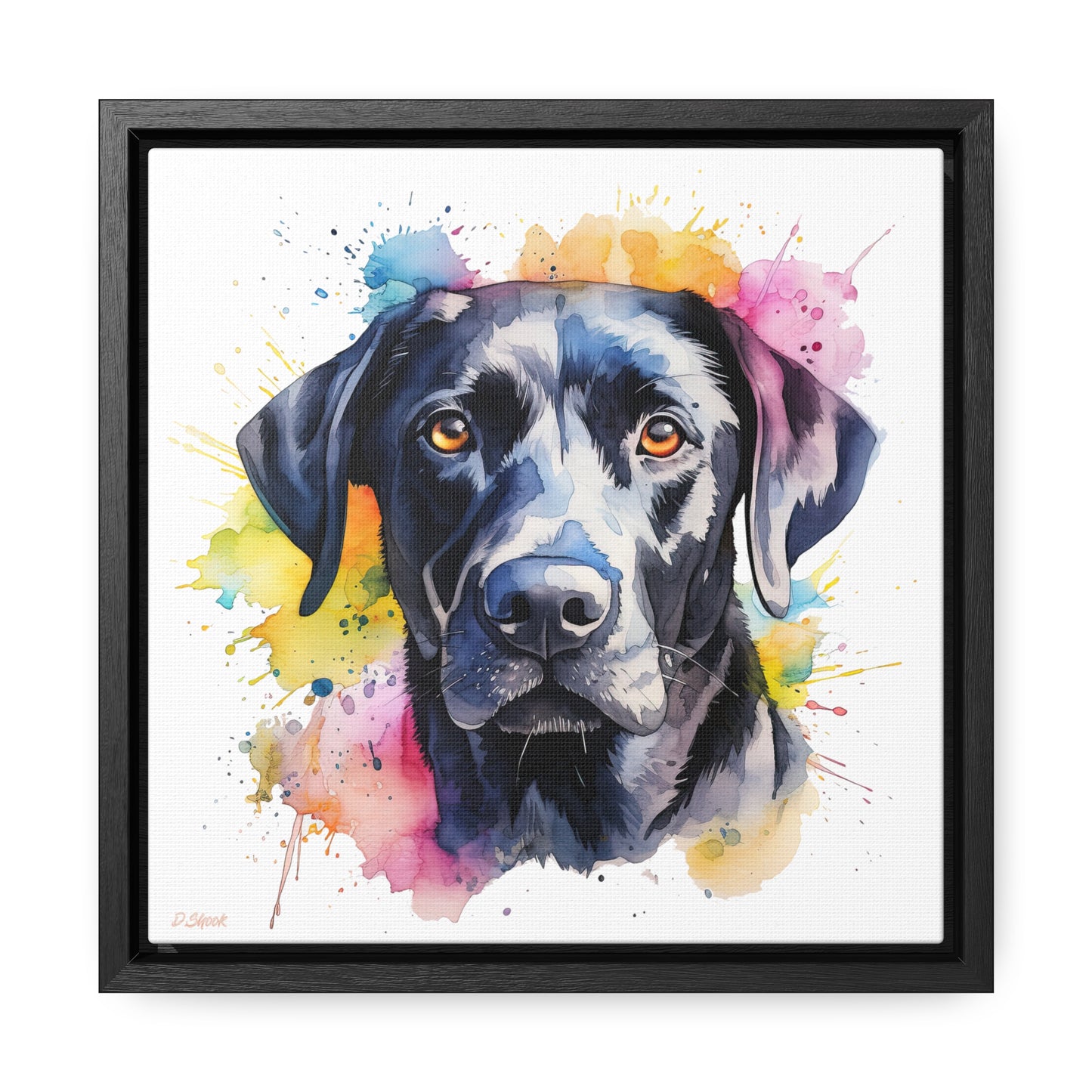 Black Lab 4 Gallery Canvas Wraps, Square Frame