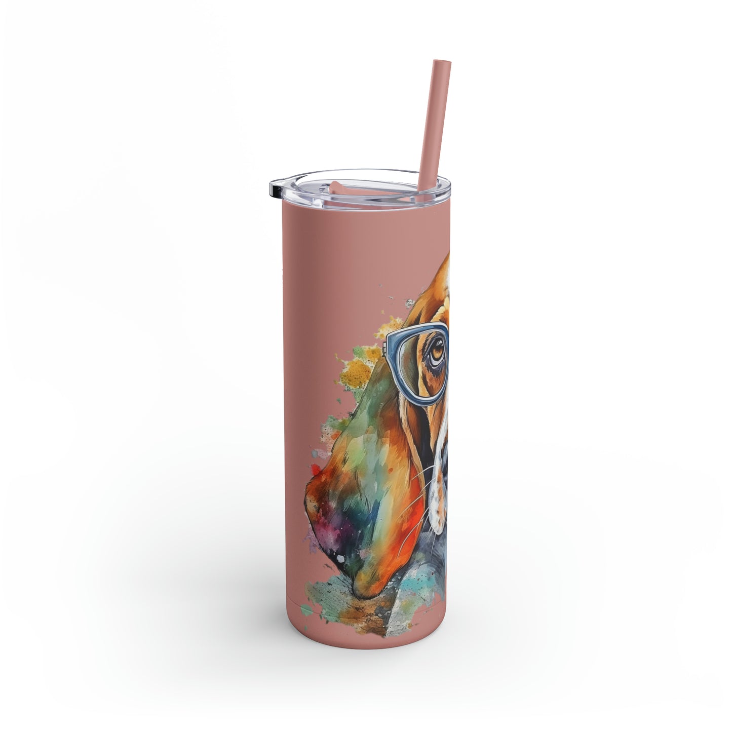 Basset Hound 5 Maars Maker Skinny Matte Tumbler, 20oz