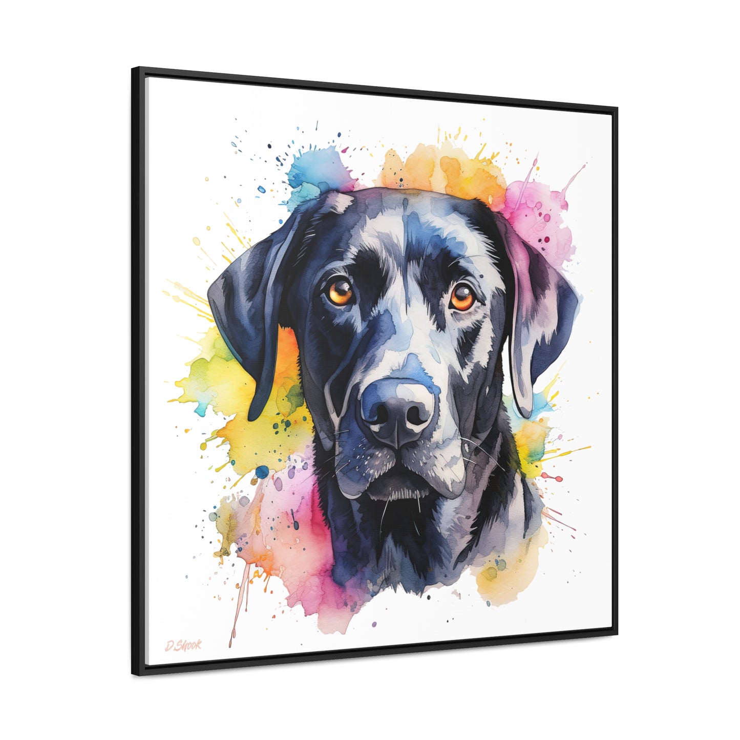 Black Lab 4 Gallery Canvas Wraps, Square Frame