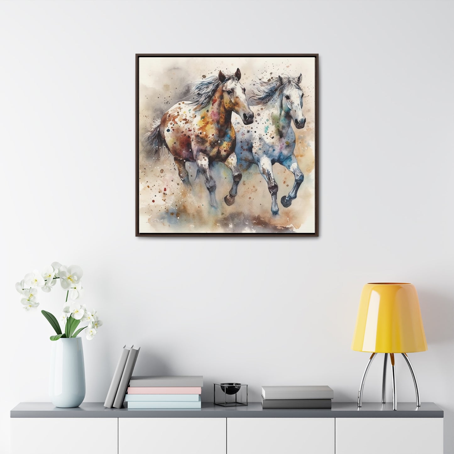 Wild Appaloosa Horses Gallery Canvas Wraps, Square Frame