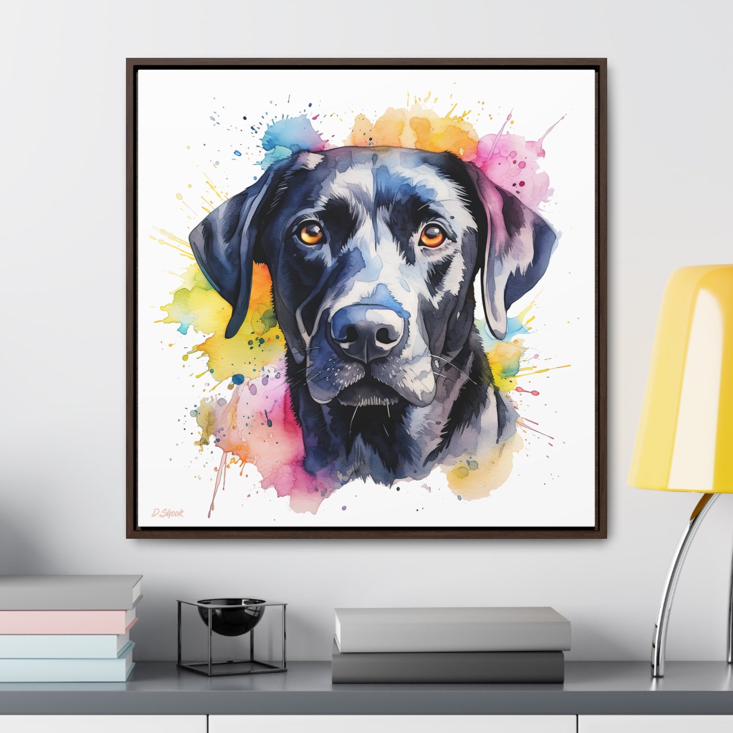 Black Lab 4 Gallery Canvas Wraps, Square Frame