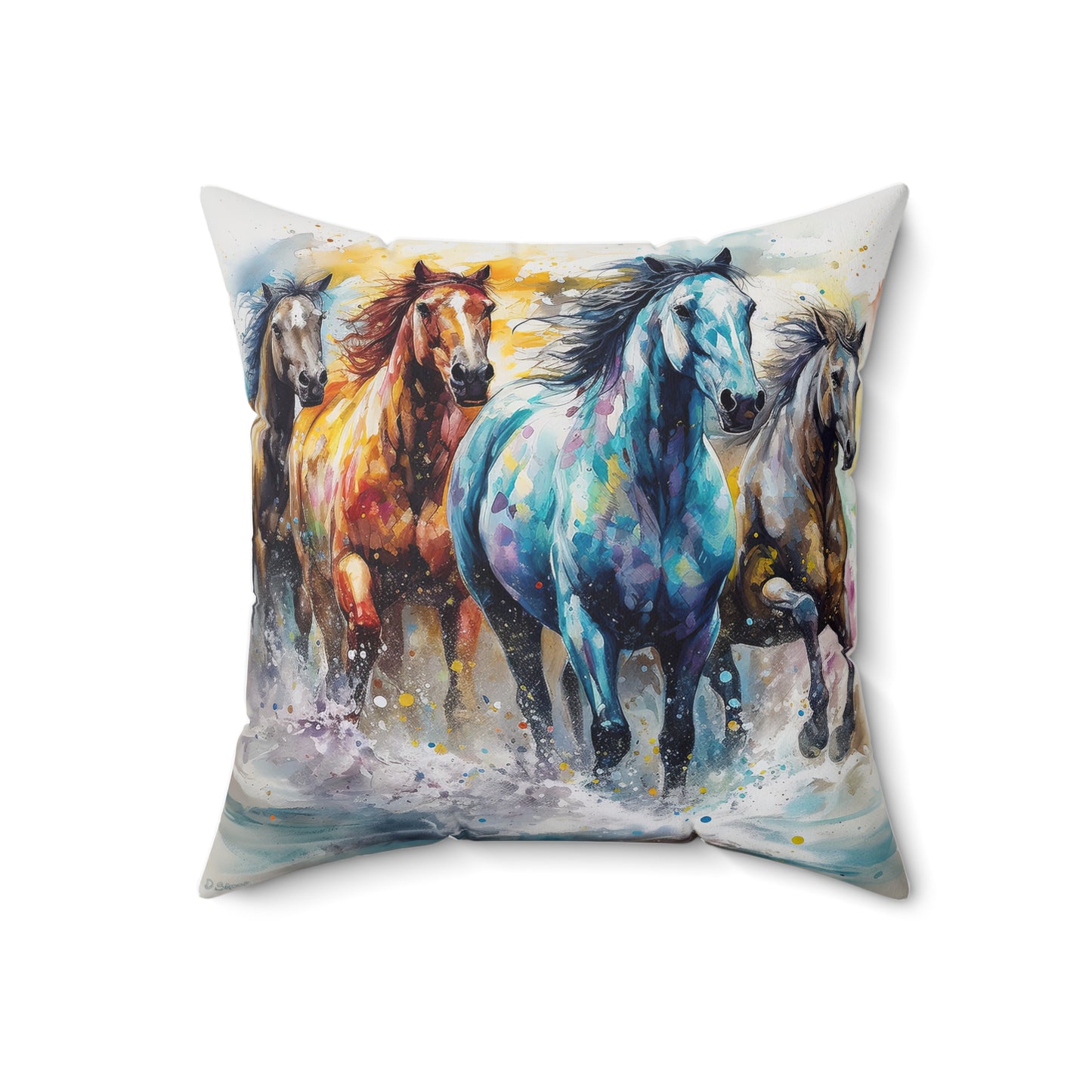Horse Rescue 15 Spun Polyester Square Pillow
