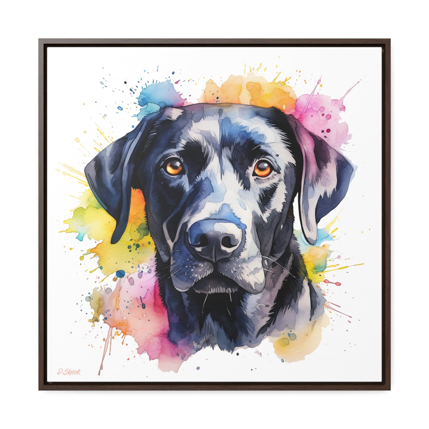 Black Lab 4 Gallery Canvas Wraps, Square Frame