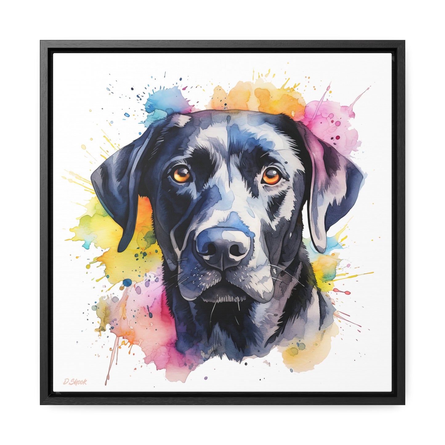 Black Lab 4 Gallery Canvas Wraps, Square Frame