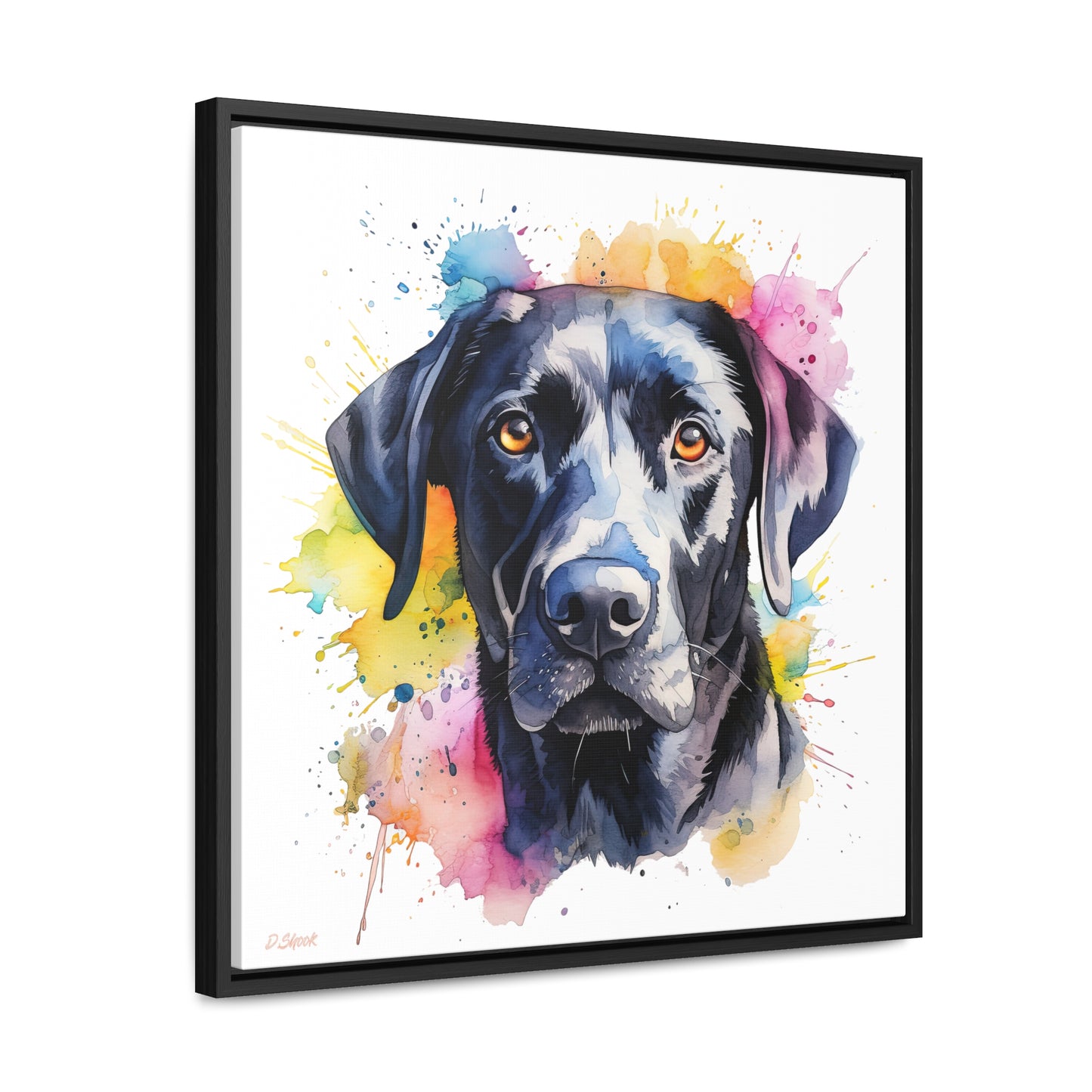 Black Lab 4 Gallery Canvas Wraps, Square Frame