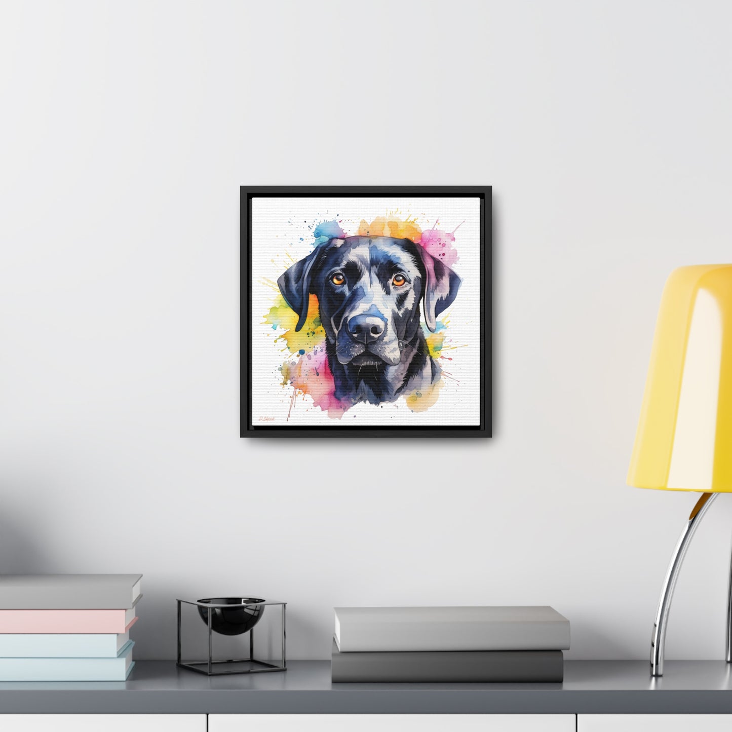 Black Lab 4 Gallery Canvas Wraps, Square Frame