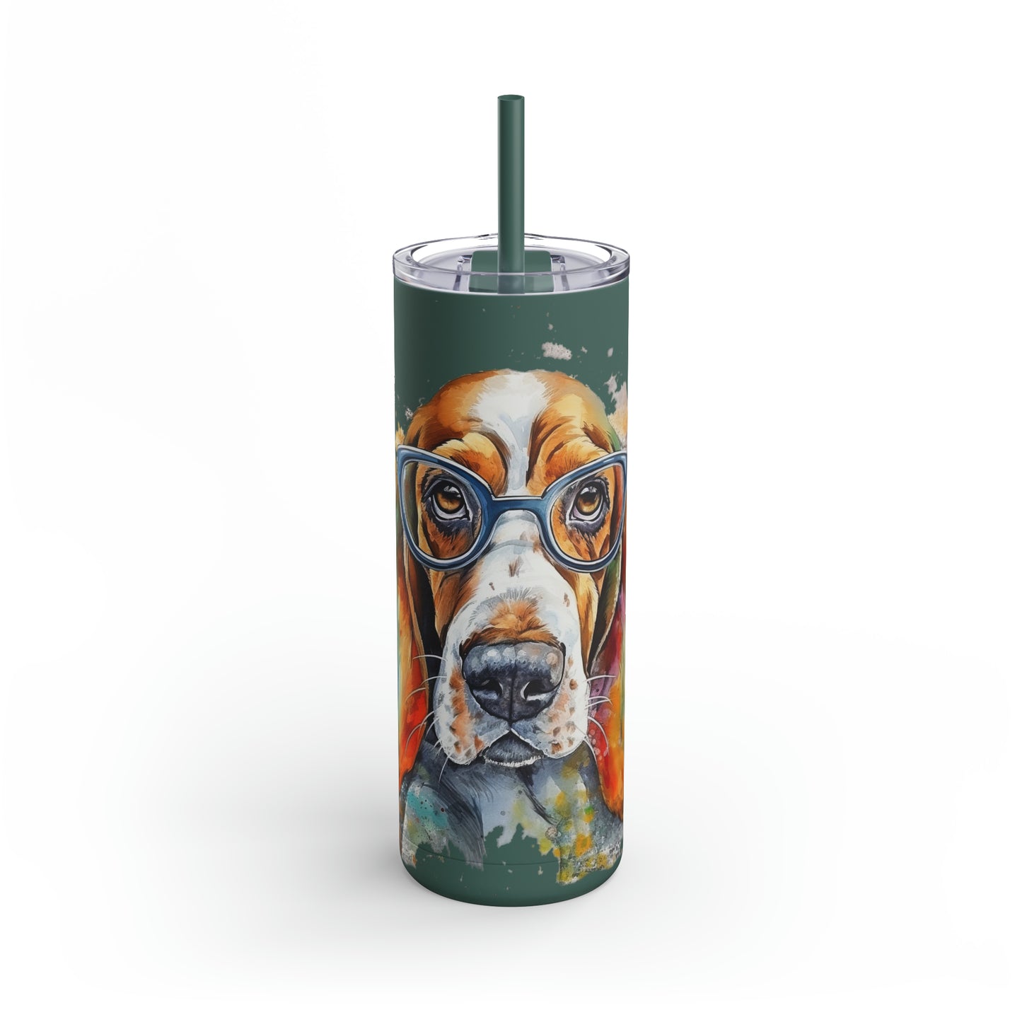 Basset Hound 5 Maars Maker Skinny Matte Tumbler, 20oz