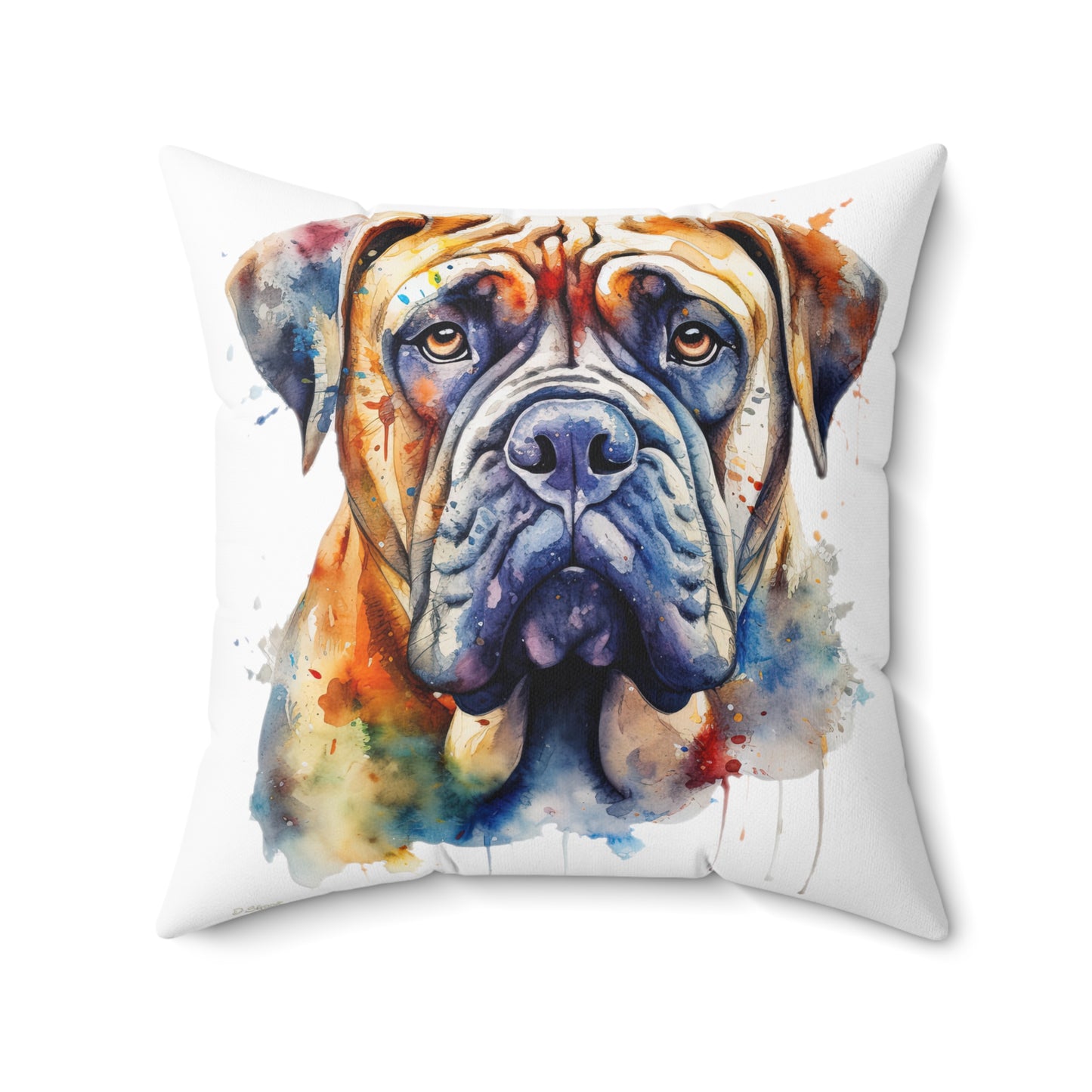 Bullmastiff 3 Spun Polyester Square Pillow