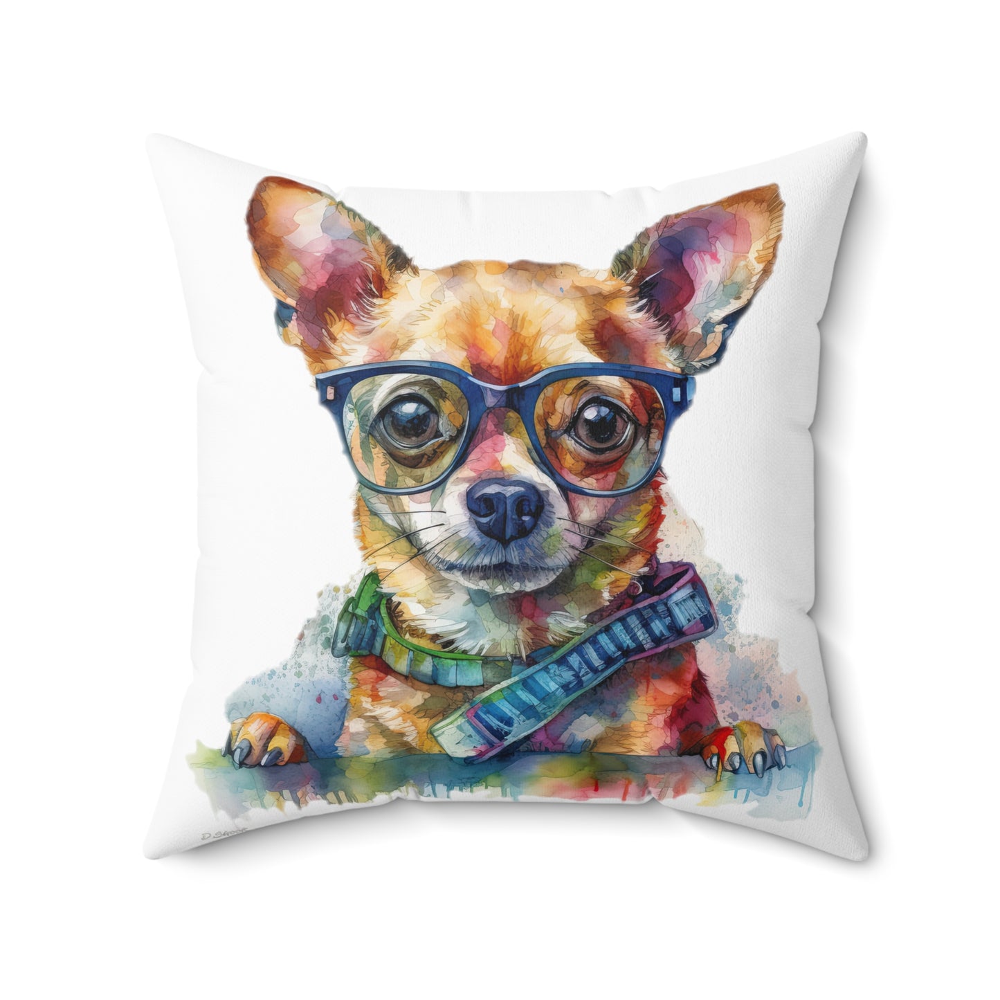 Chihuahua 4 Spun Polyester Square Pillow