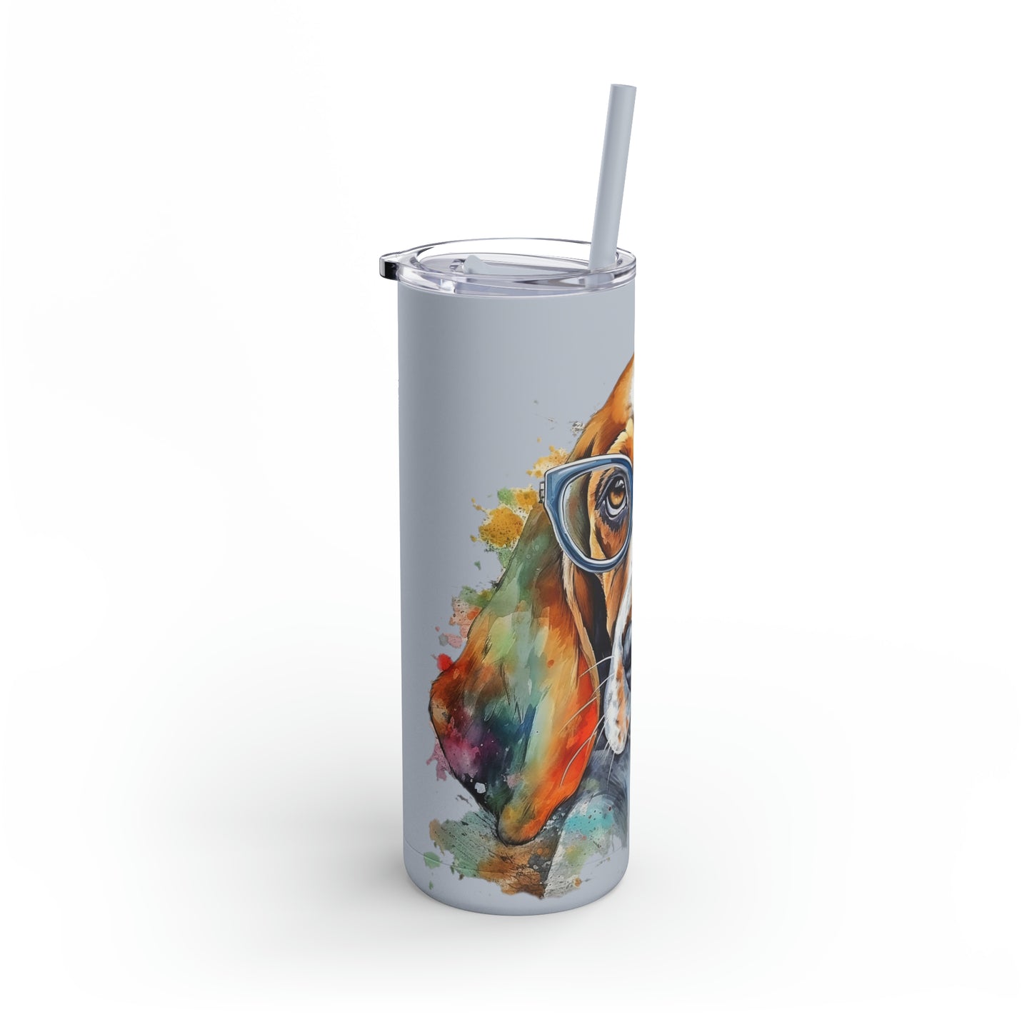 Basset Hound 5 Maars Maker Skinny Matte Tumbler, 20oz