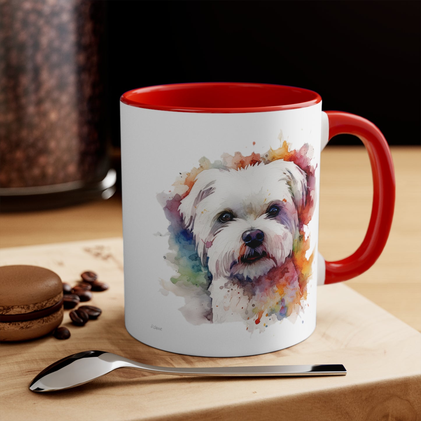Maltese Dog 2 Accent Mugs