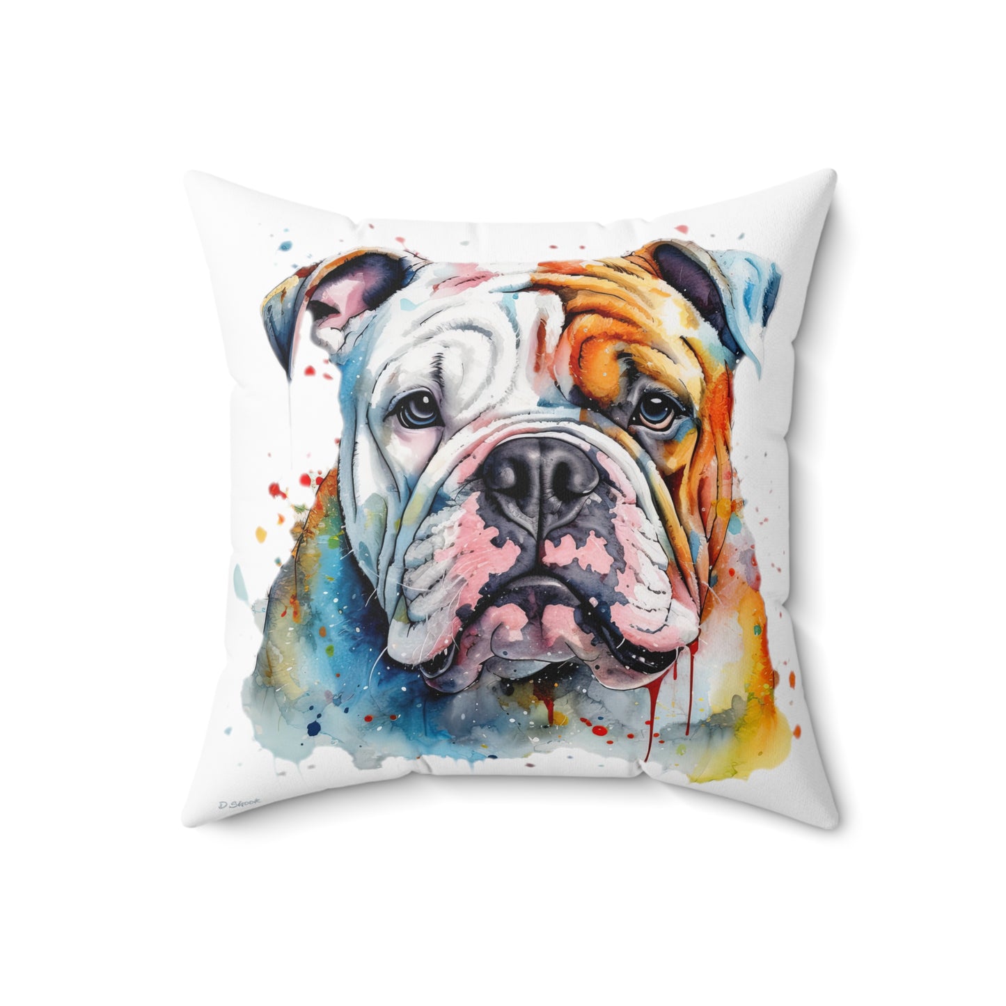 Bulldog 3 Spun Polyester Square Pillow