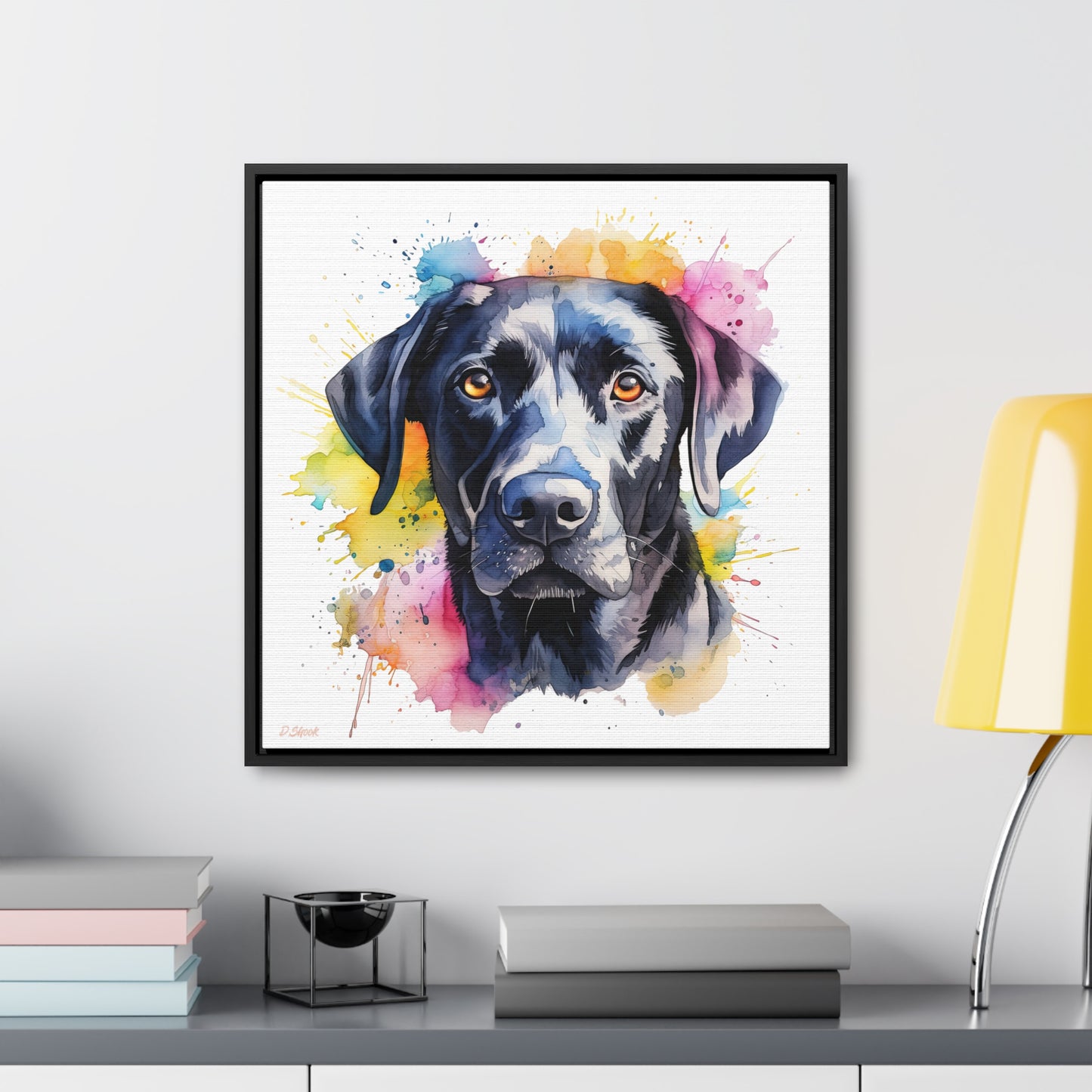 Black Lab 4 Gallery Canvas Wraps, Square Frame