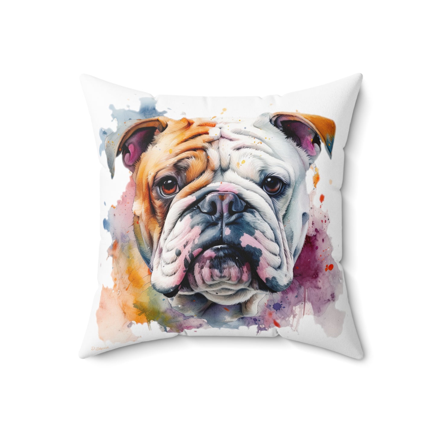 Bulldog 1 Spun Polyester Square Pillow