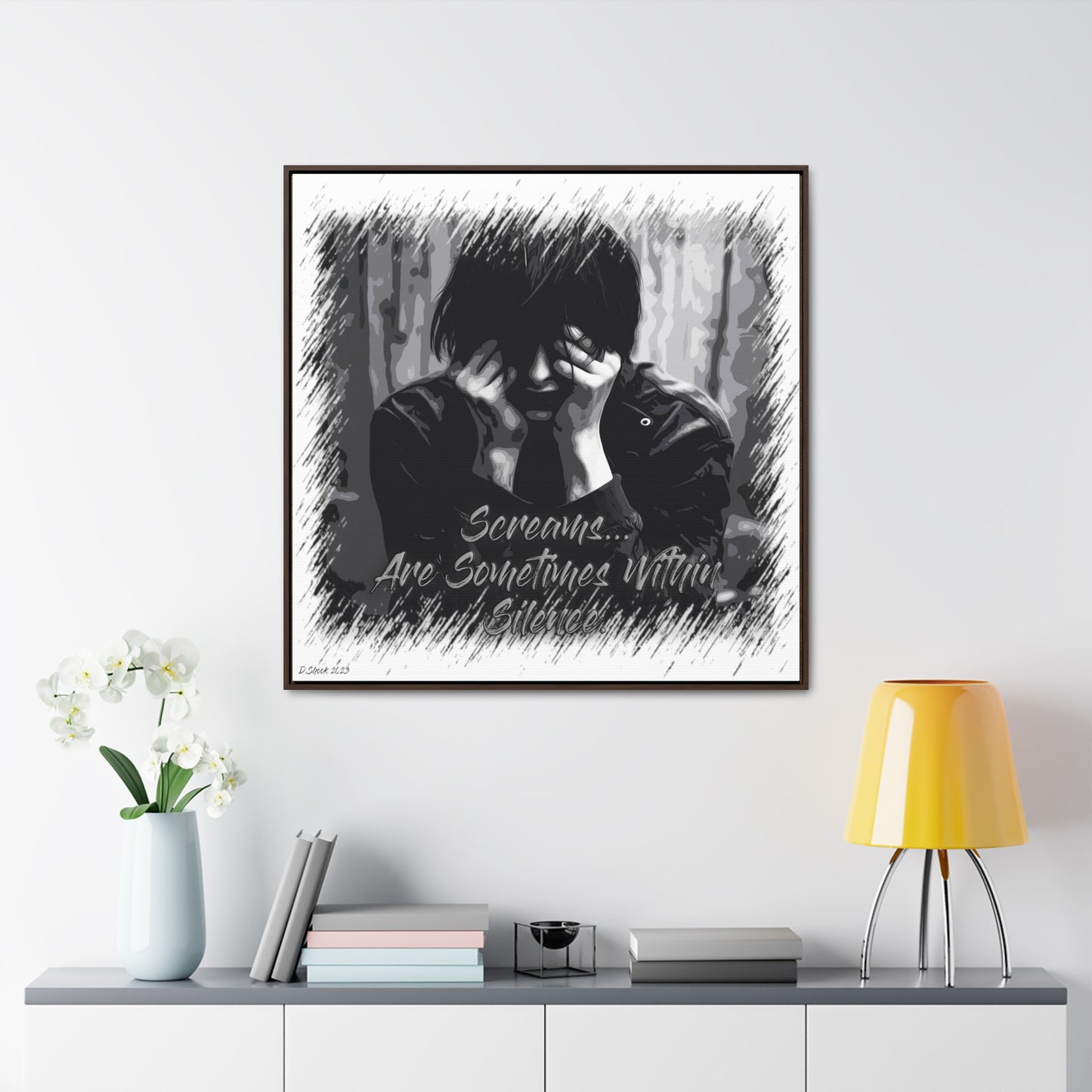 Print Title: Screams, Gallery Canvas Wraps, Square Frame