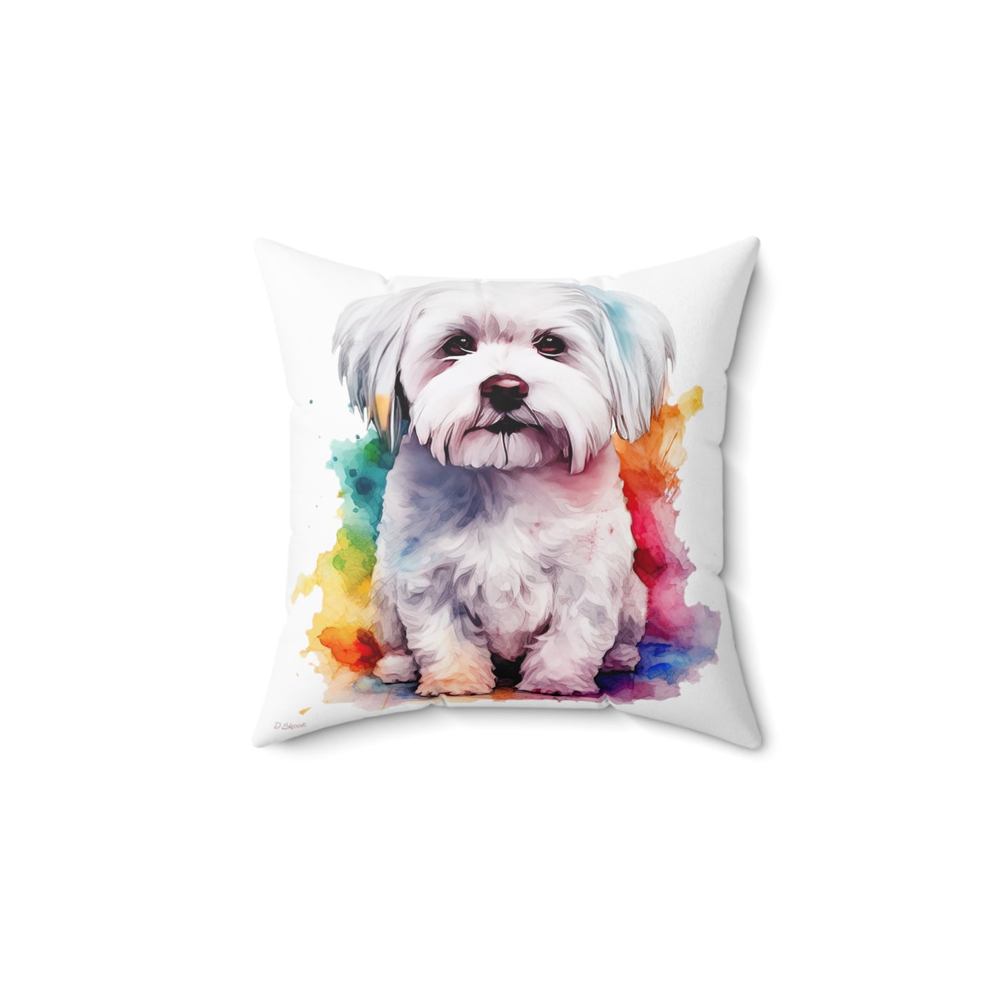 Maltese Dog 3 Spun Polyester Square Pillow